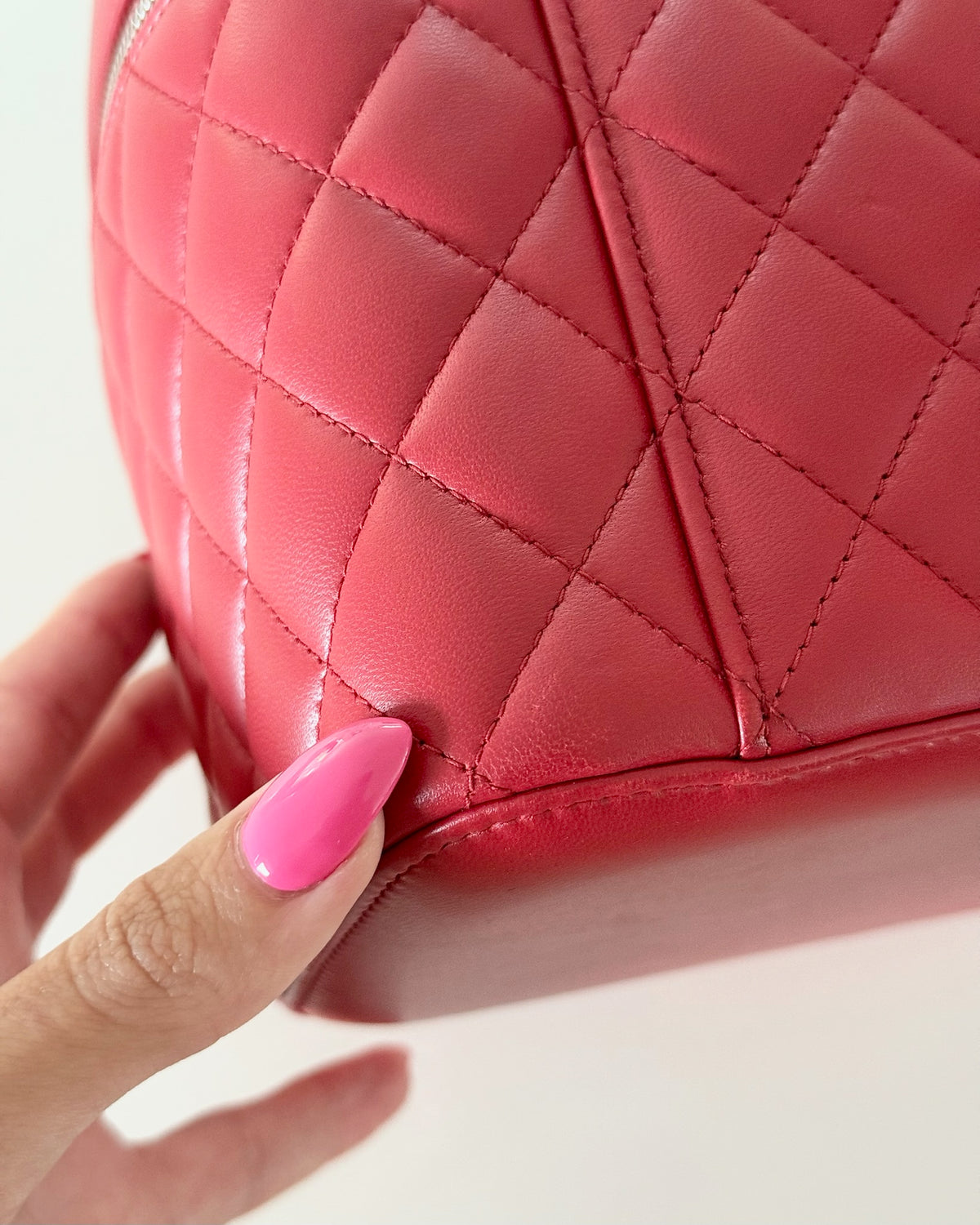 Chanel Red Lambskin Vanity Top Handle