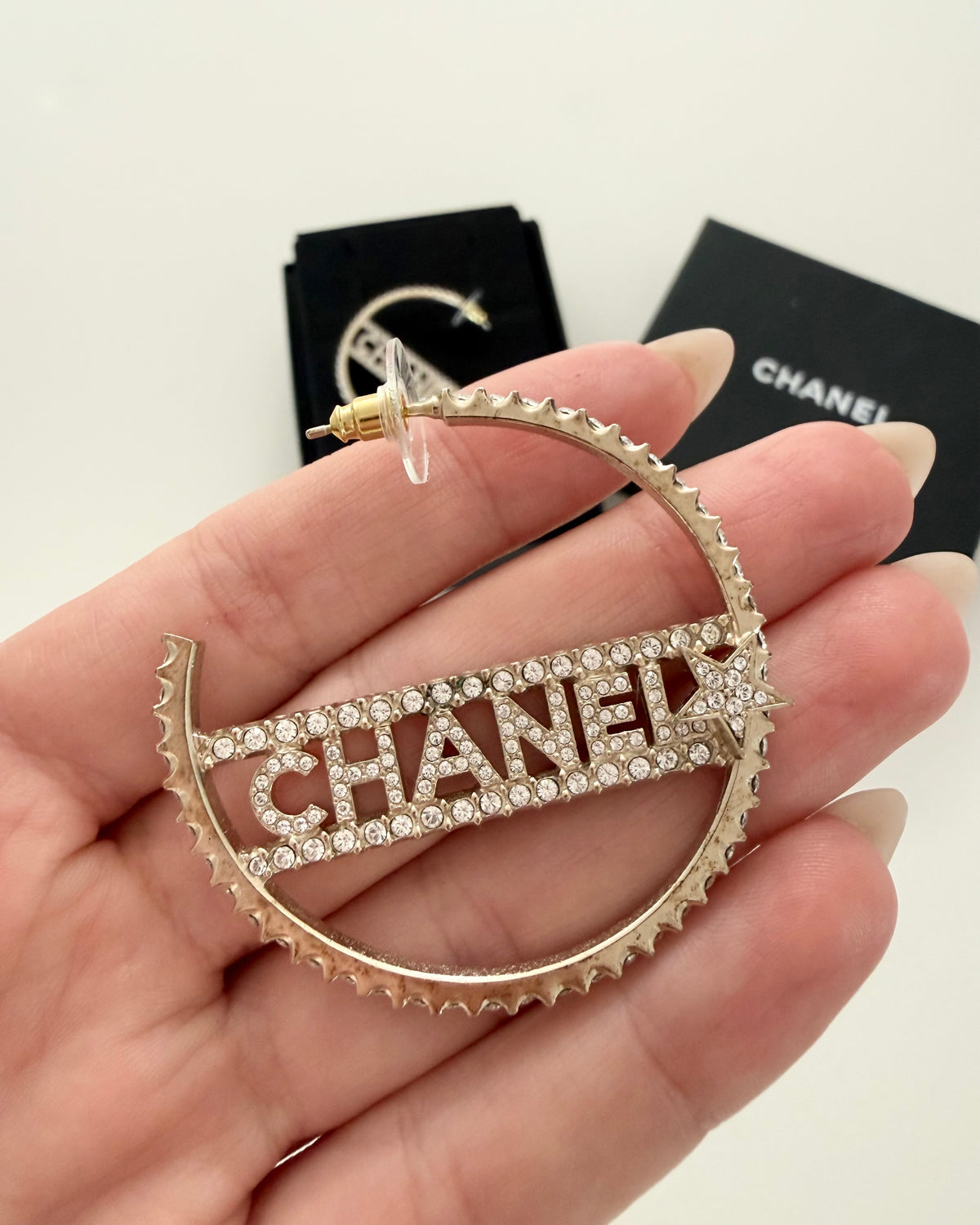 Chanel Goldtone and Crystal CHANEL Star Hoop Earrings from 2022