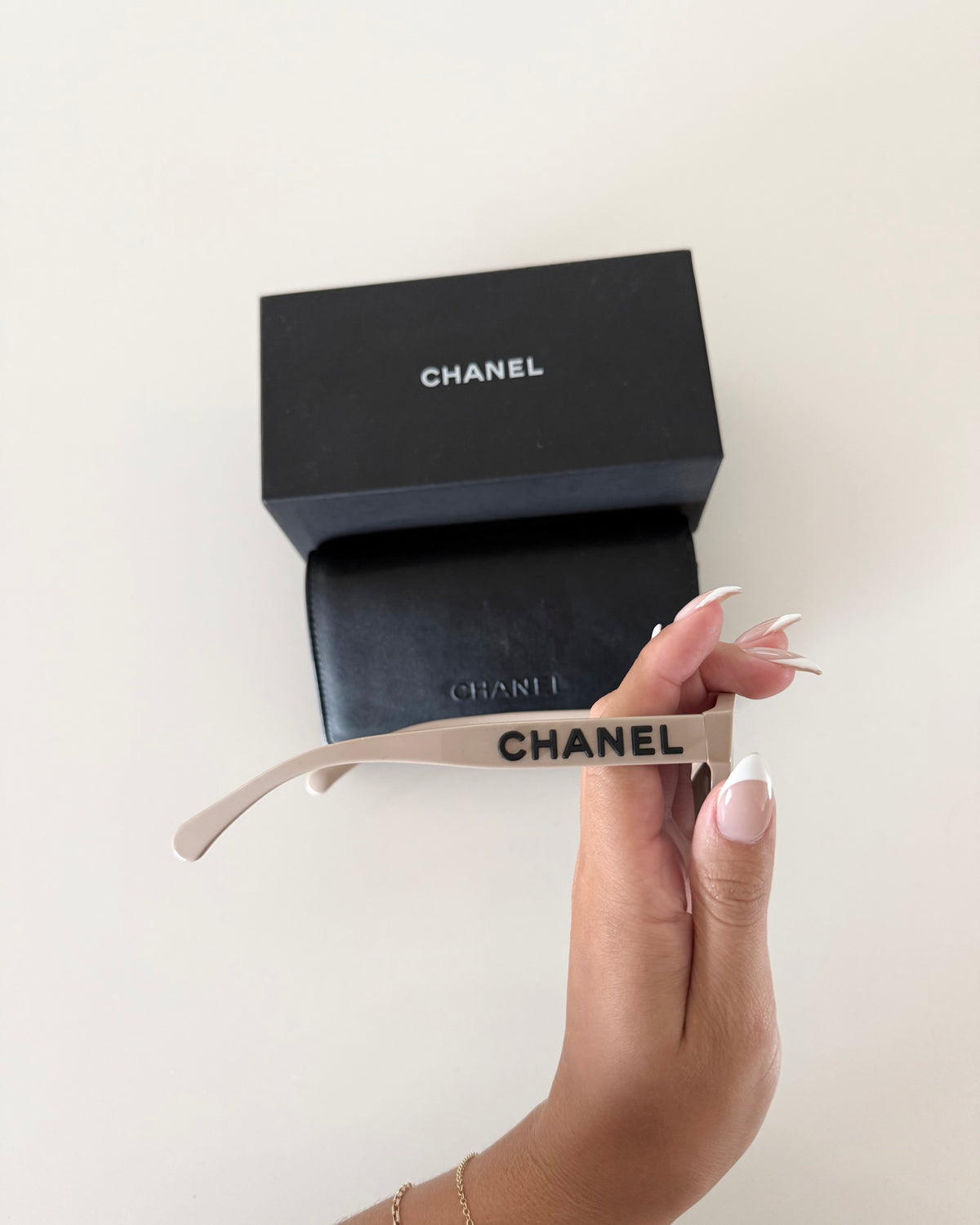 Chanel Beige Round Sunglasses