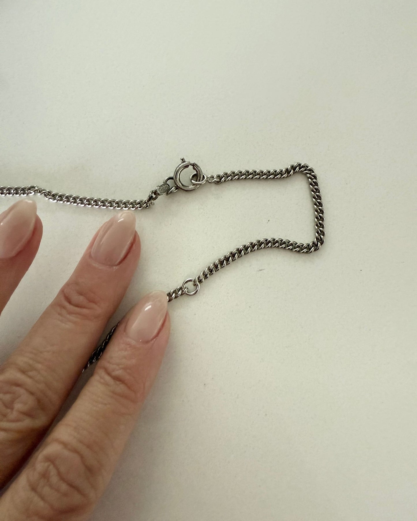 Chanel Silvertone Crystal Large CC Pendant Necklace