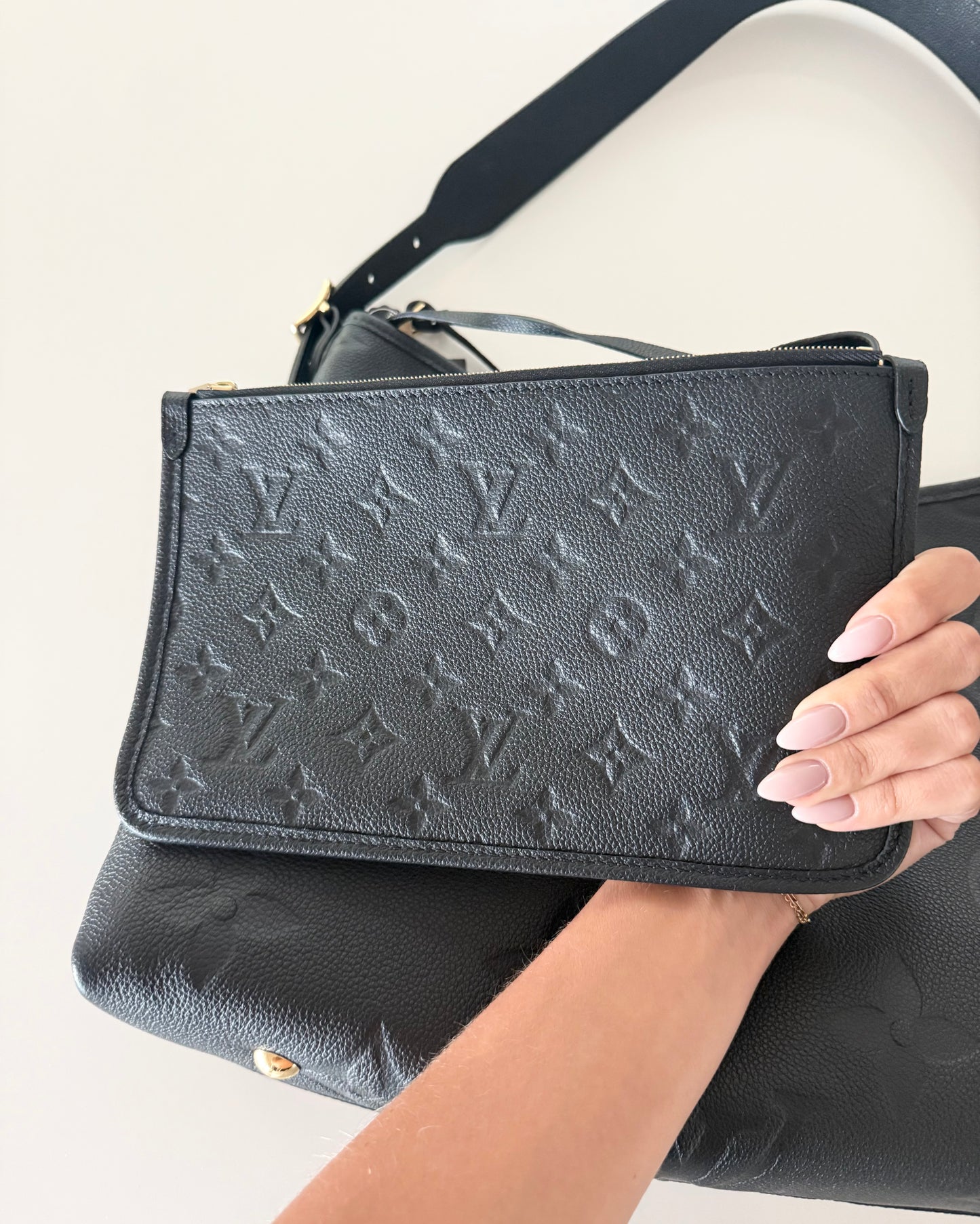 Louis Vuitton Black Monogram Empreinte Leather Carryall MM