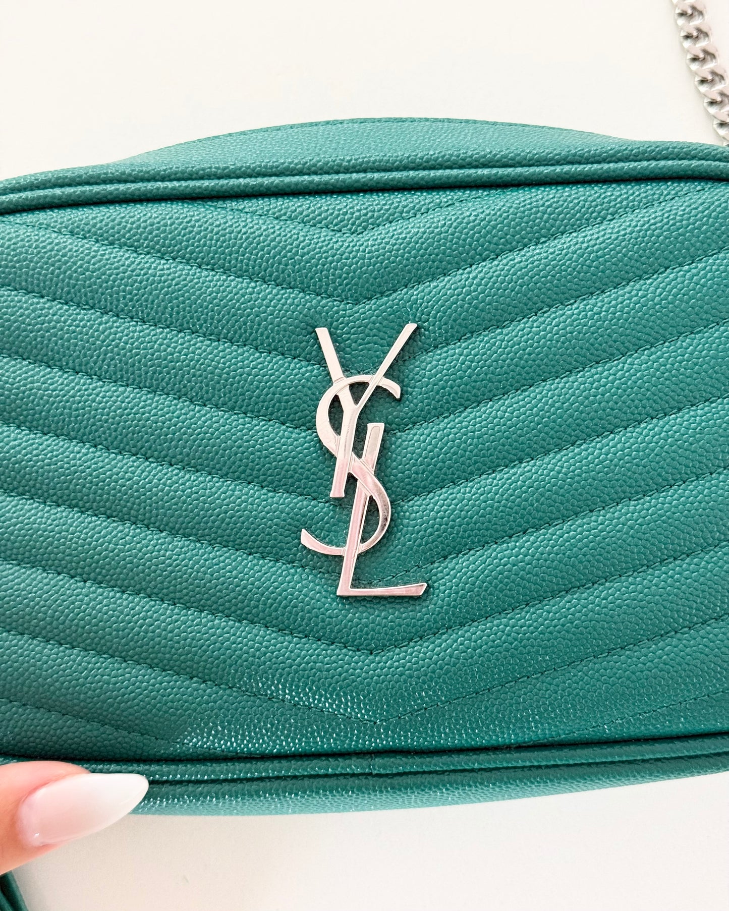 Saint Laurent Green Lou Mini Shoulder Bag