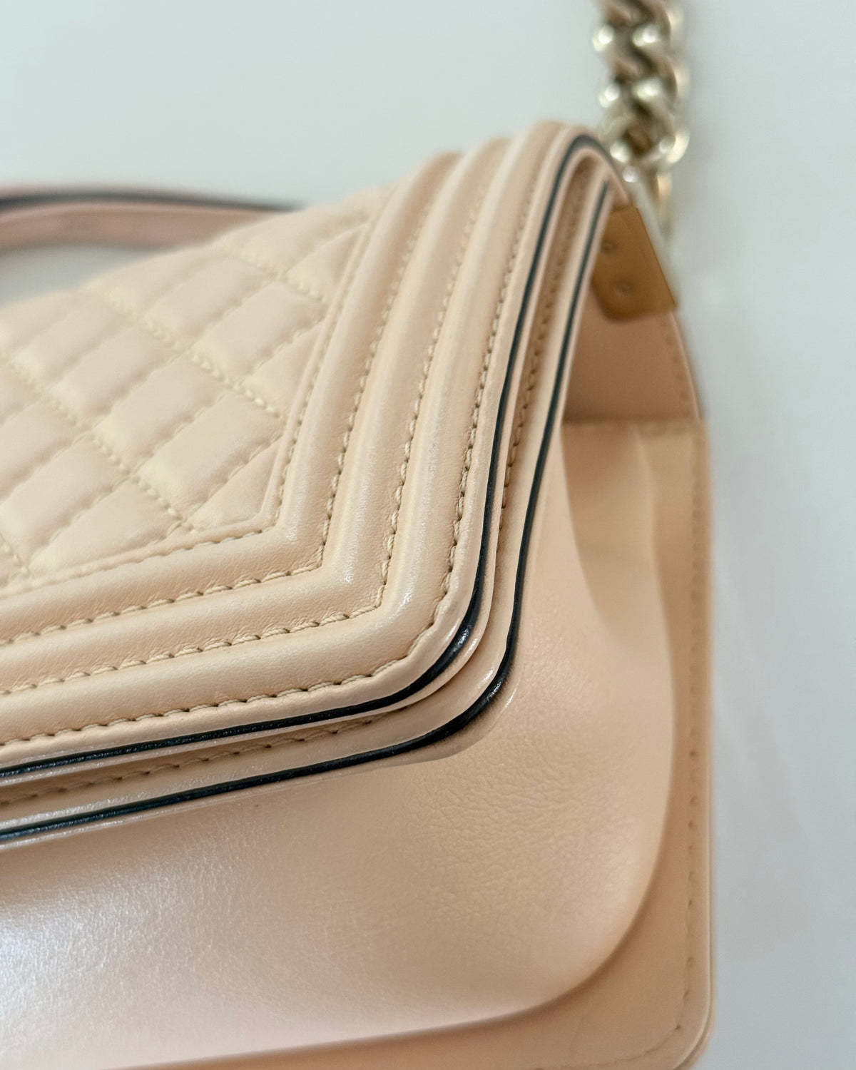 Chanel Rare Blush Leather Top Handle Medium Boy Bag 27 series from 2019