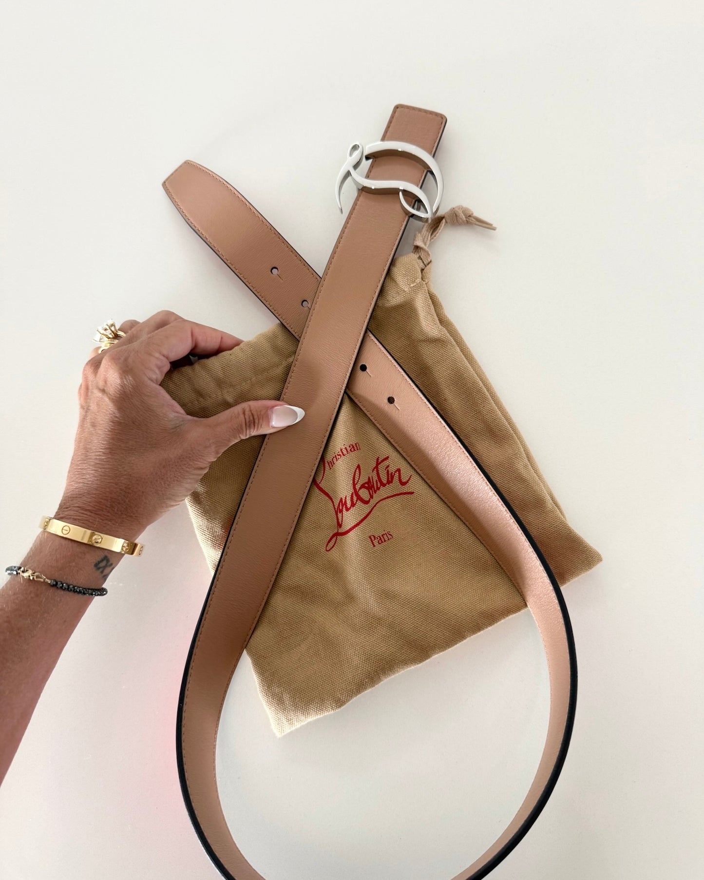 Christian Louboutin Nude Logo Belt