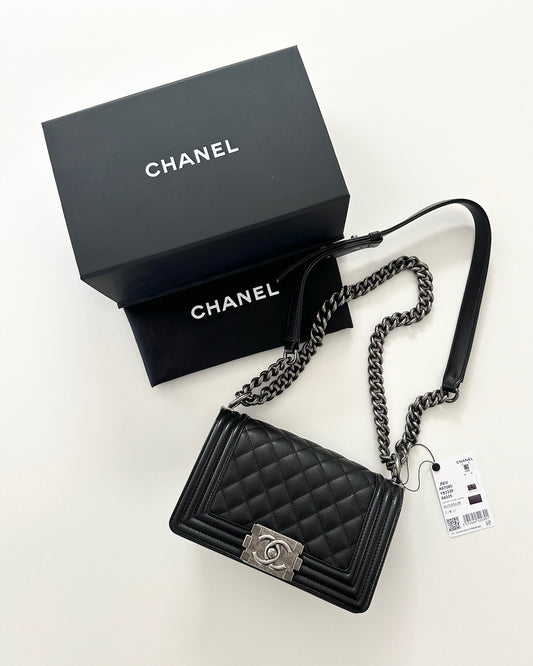 Chanel Black Caviar Small Boy Bag