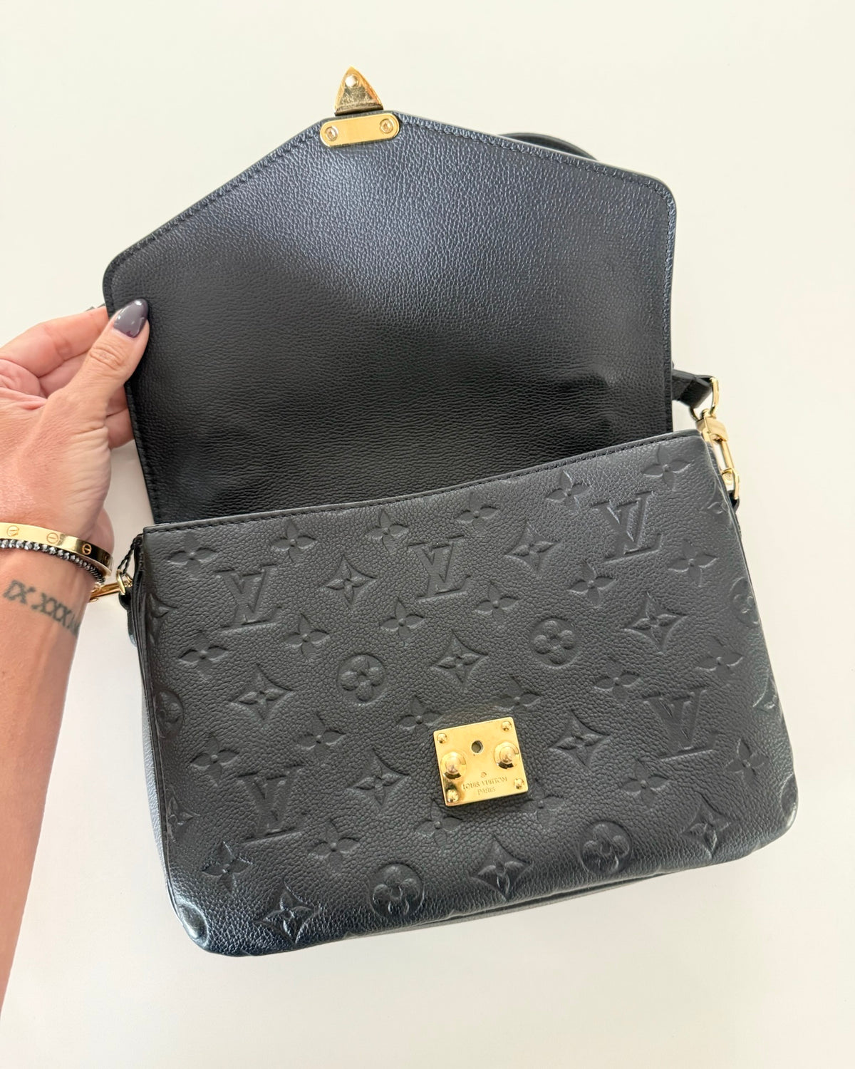 Louis Vuitton Black Monogram Empreinte Leather Pochette Metis Bag