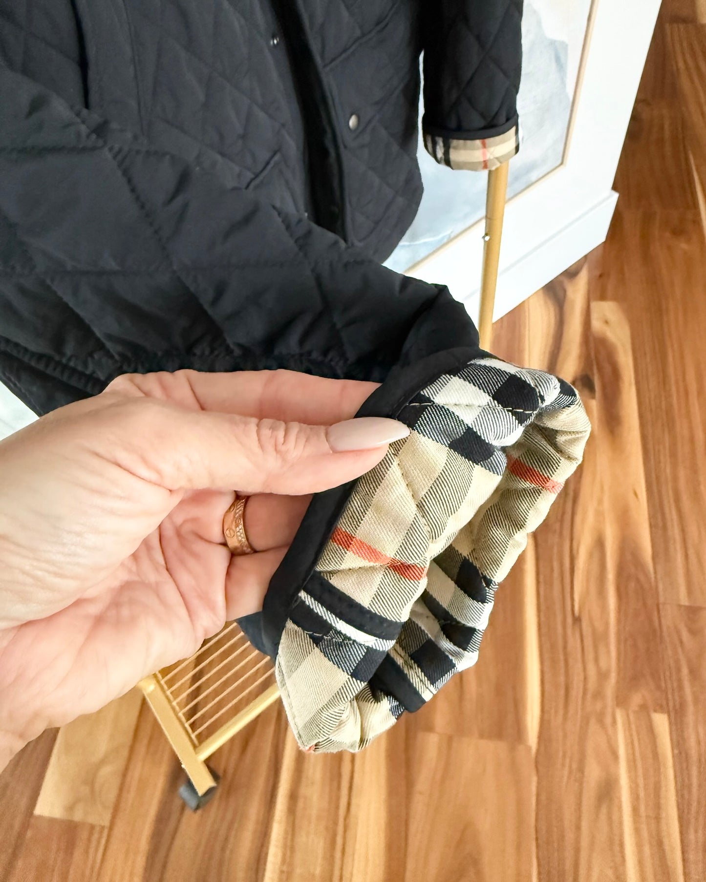 Burberry Black Quilted Nylon Barn Jacket size XS