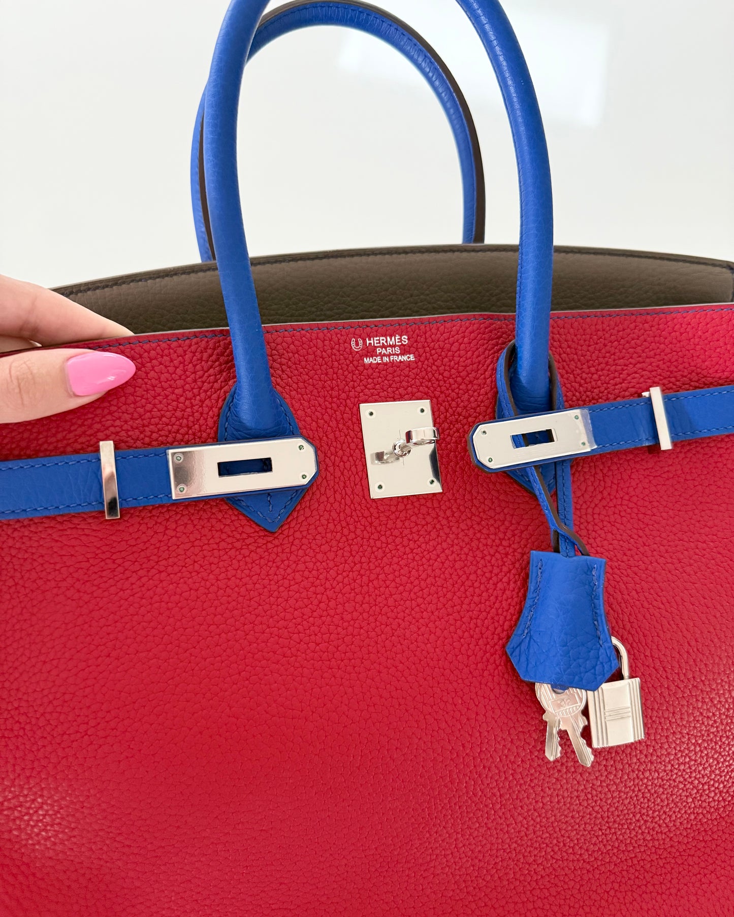 Hermes Special Order Tri-Color Togo Leather Birkin 35 with Palladium Hardware from 2012