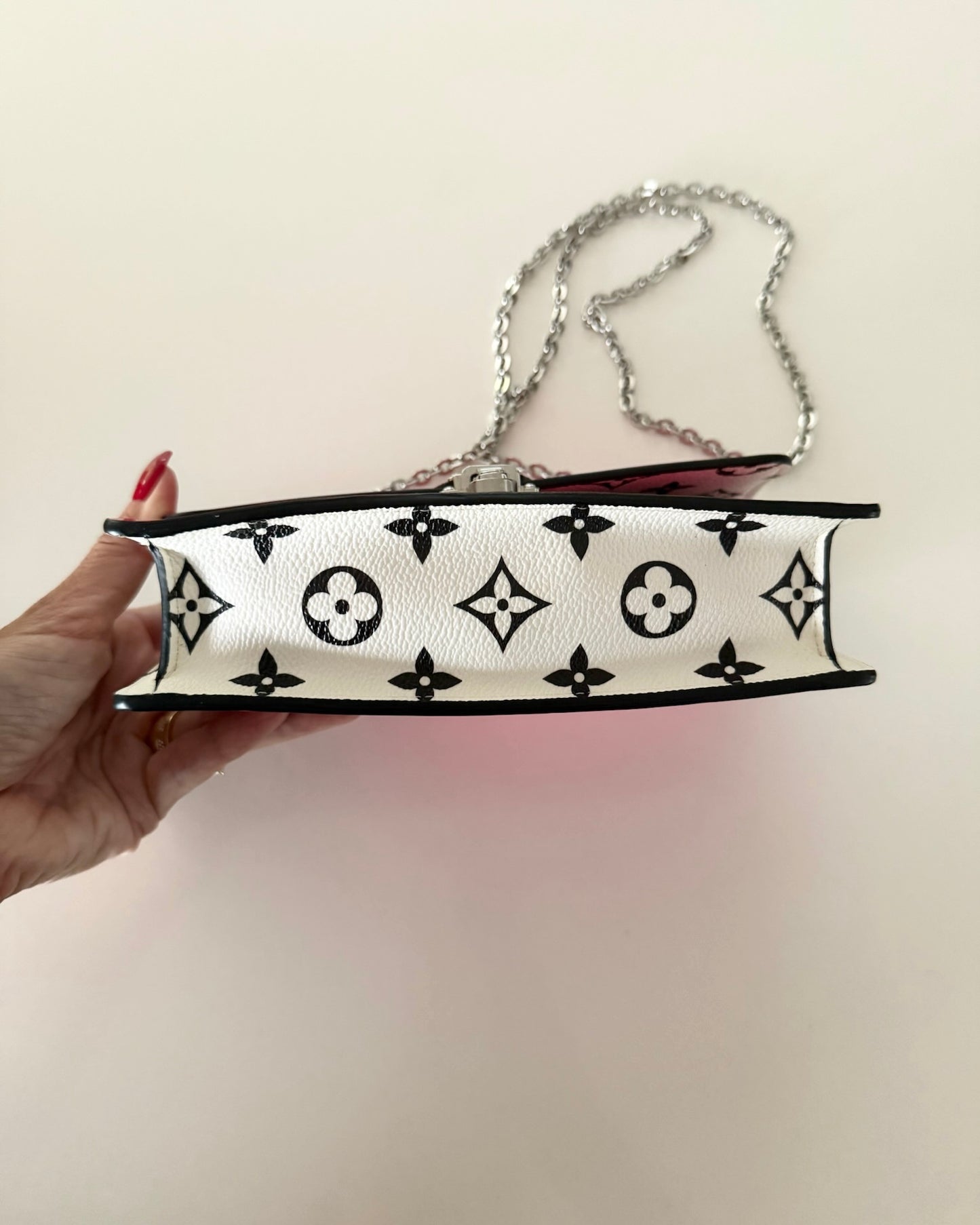 Louis Vuitton Pink Vernis Cherrywood Chain Wallet Bag from 2019