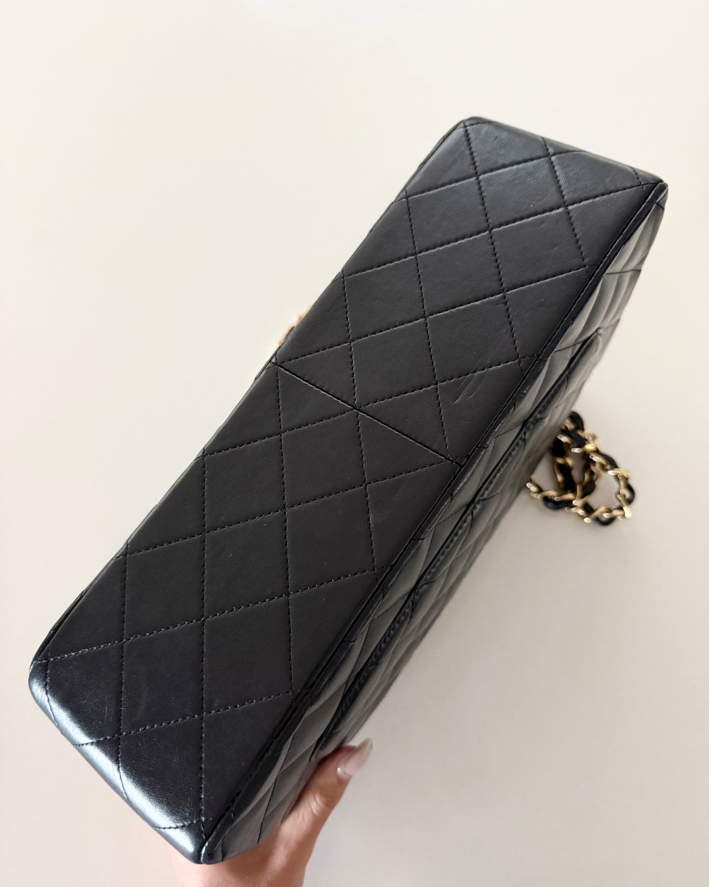 Chanel Black Quilted Lambskin Classic Jumbo