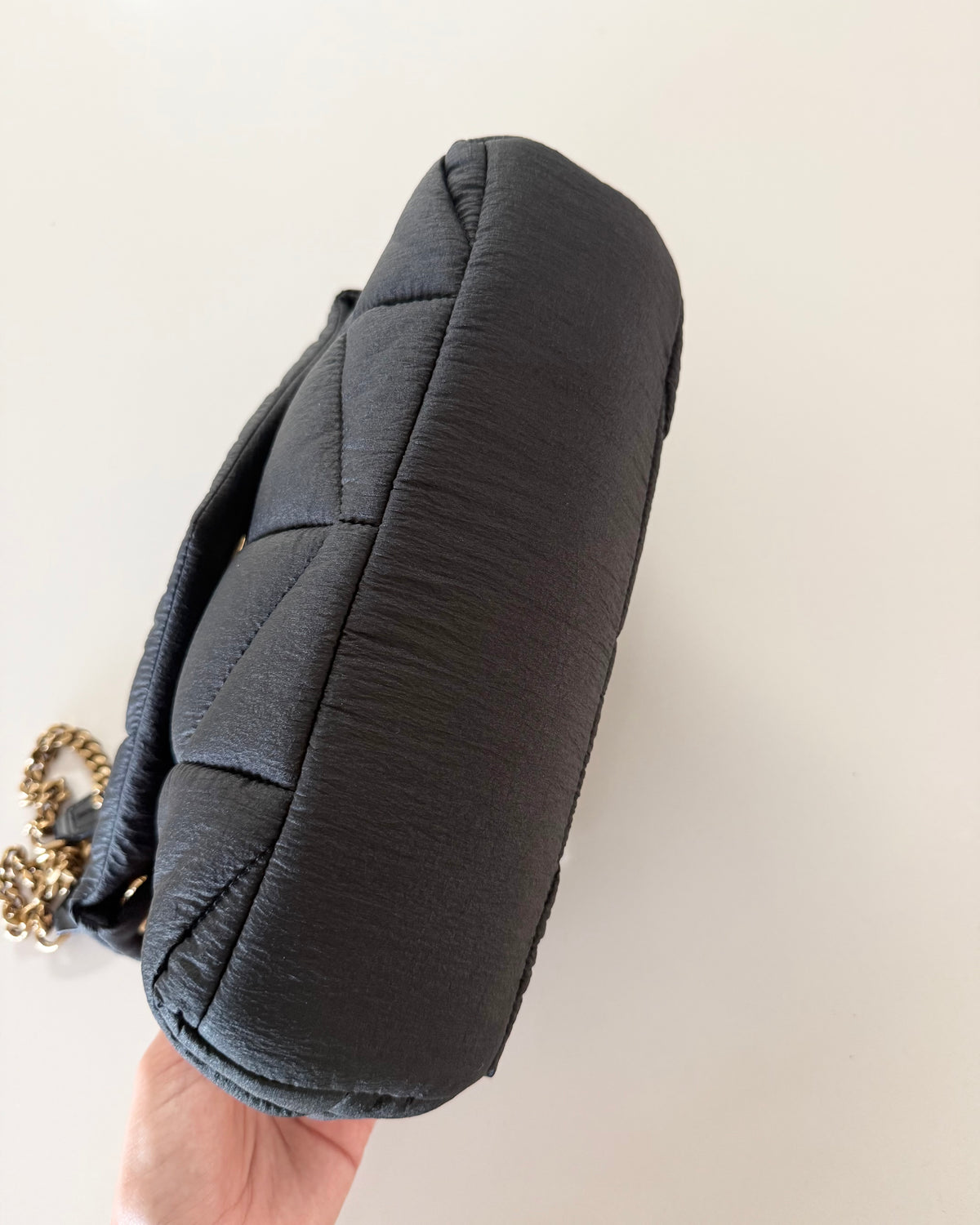 Saint Laurent Black Quilted Nylon Small Puffer Loulou Bag from 2023