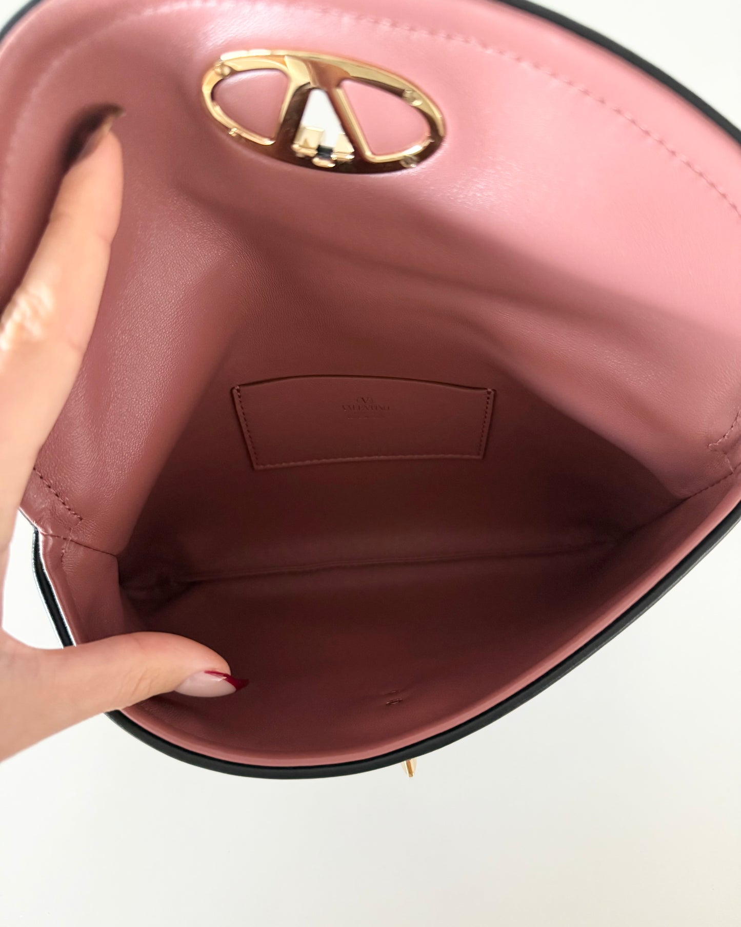 Valentino Black Turnlock Logo Clutch