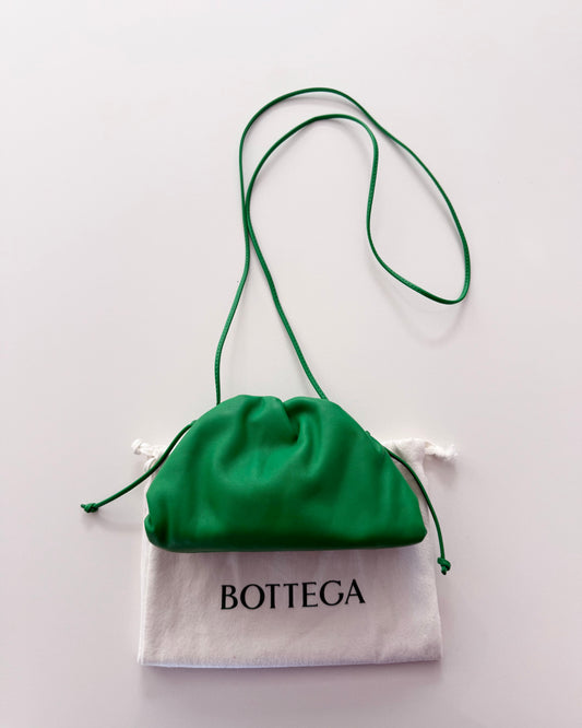 Bottega Veneta Green Leather Mini Pouch