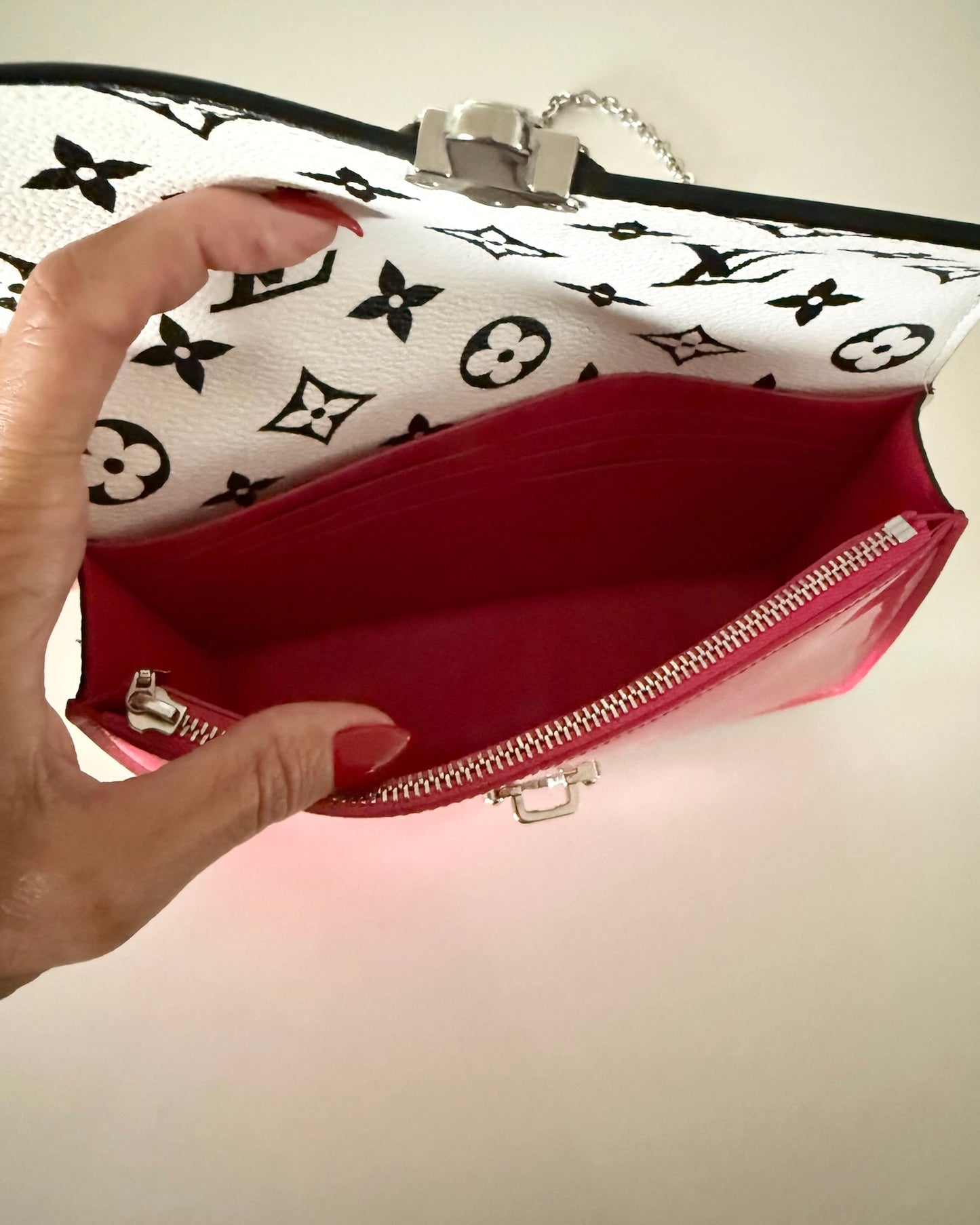 Louis Vuitton Pink Vernis Cherrywood Chain Wallet Bag from 2019