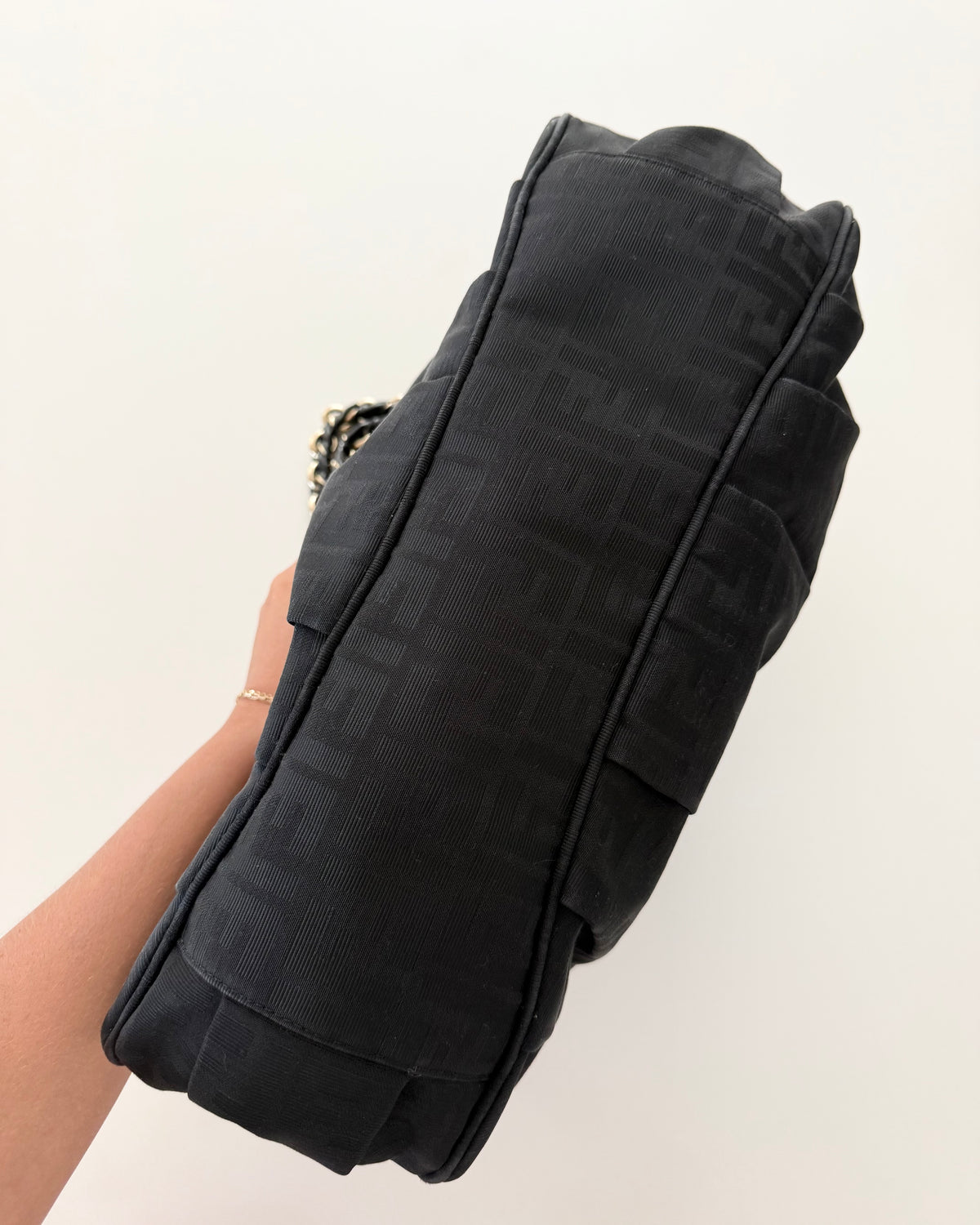 Fendi Black Vintage Canvas Zucca Mia Tote
