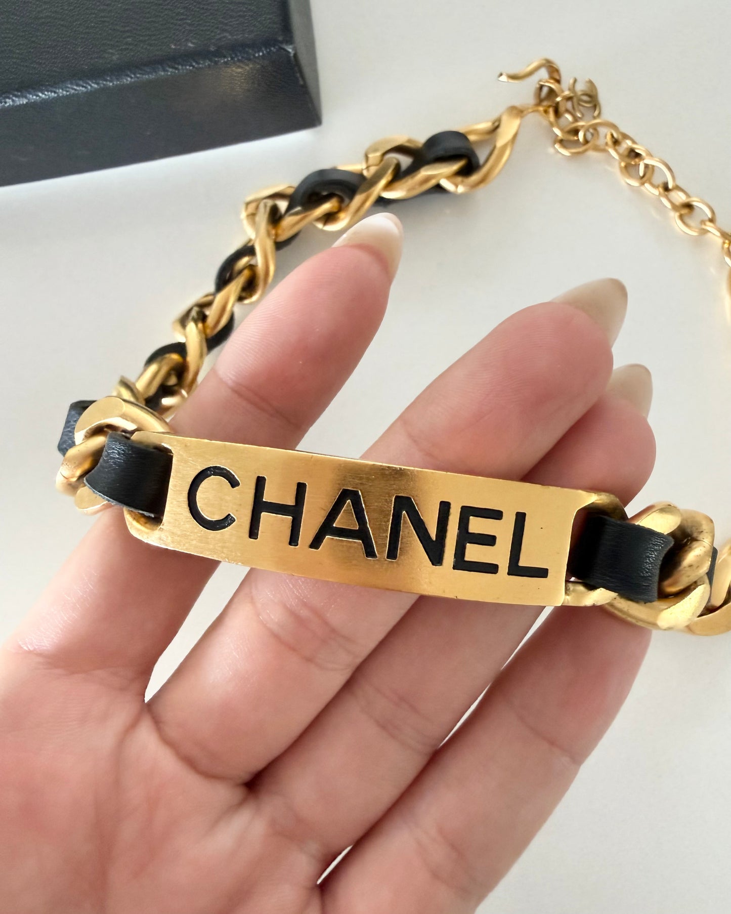 Chanel Vintage 1995 Barbie Logo Plate Choker