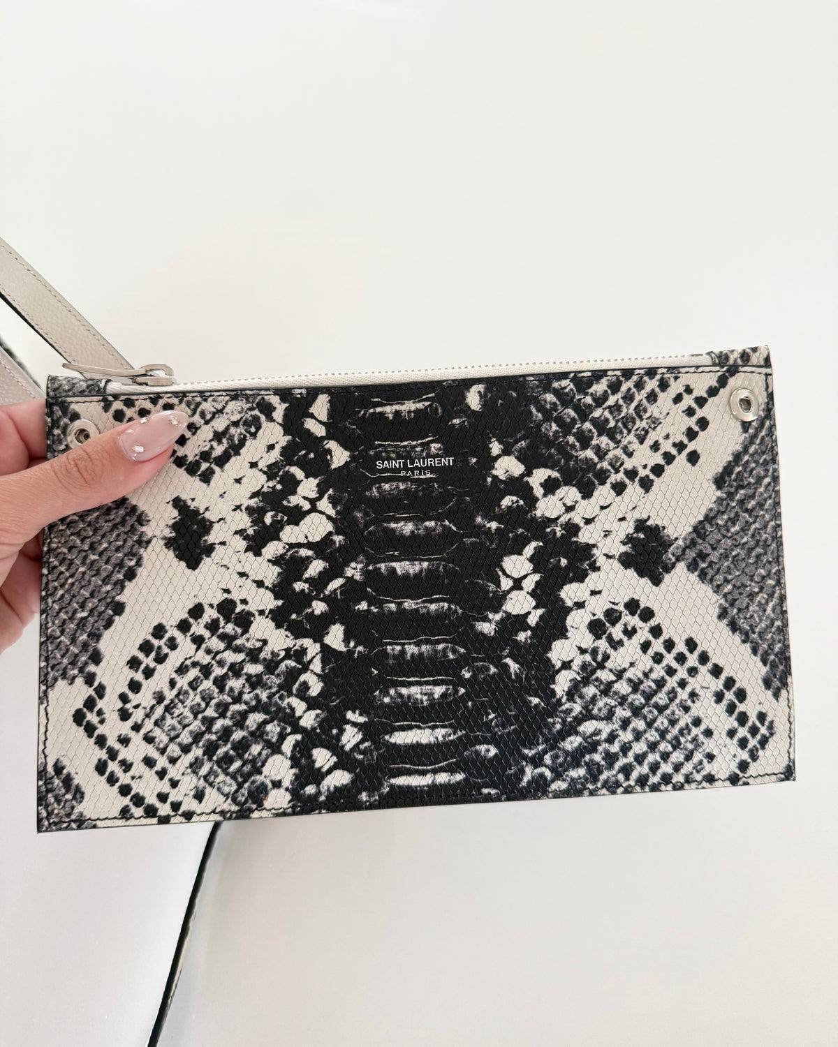 Saint Laurent Ivory Leather and Snake Embossed Sac de Jour Tote from 2016