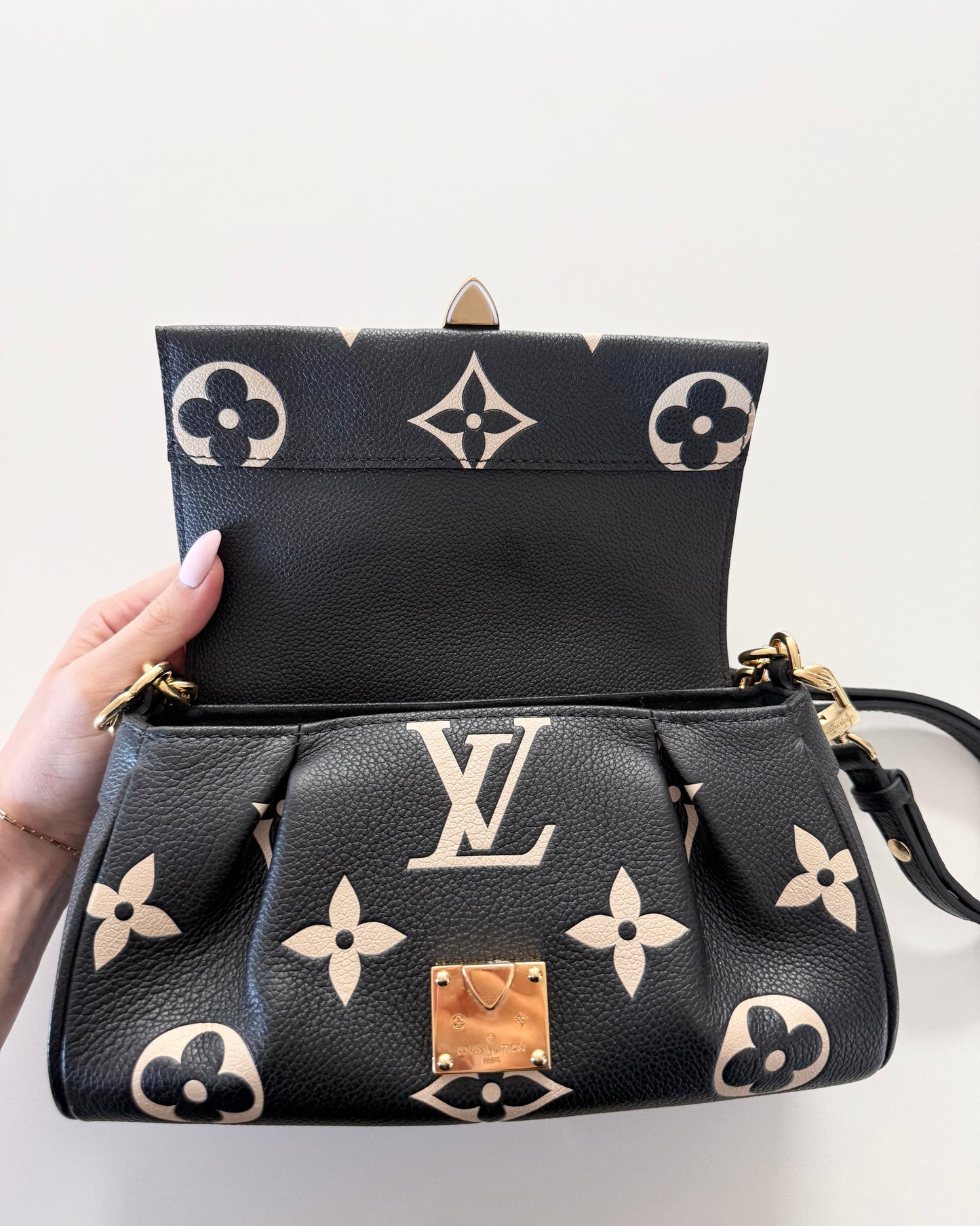 Louis Vuitton Black and Creme Monogram Empreinte Favorite NM Bag