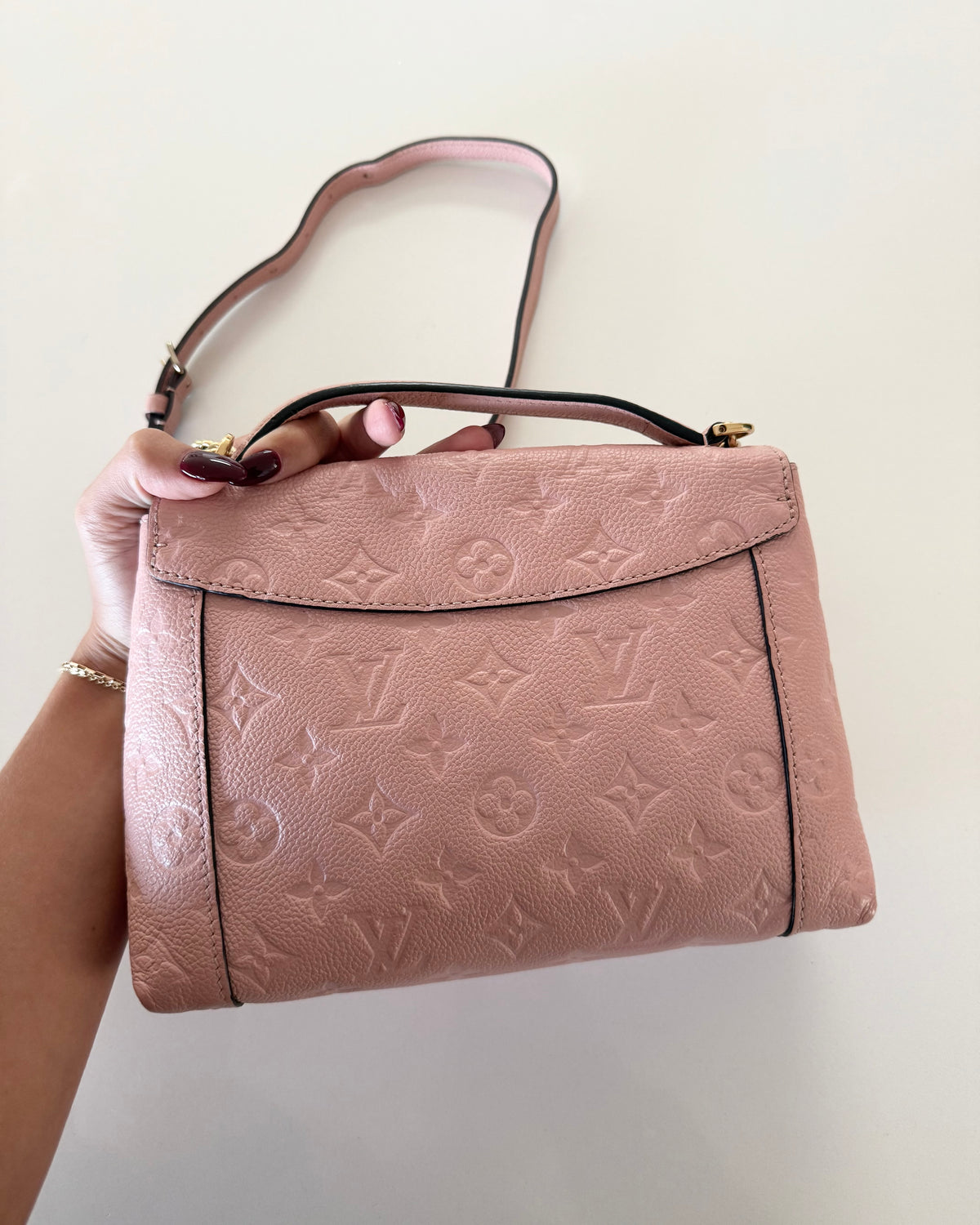 Louis Vuitton Pink/Rose Poudre Monogram Empreinte Leather Blanche BB Bag from 2018