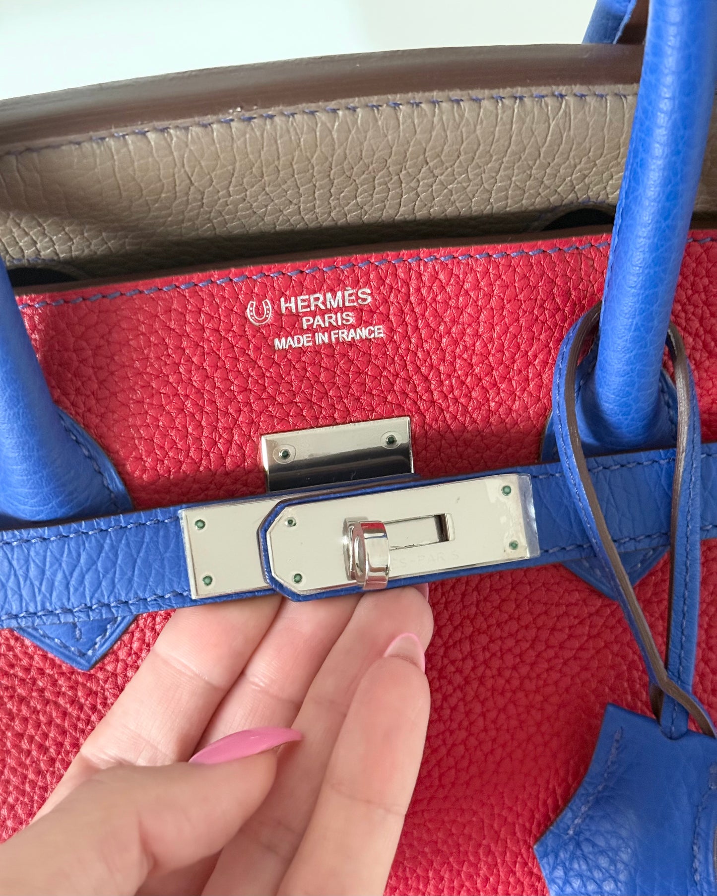 Hermes Special Order Tri-Color Togo Leather Birkin 35 with Palladium Hardware from 2012