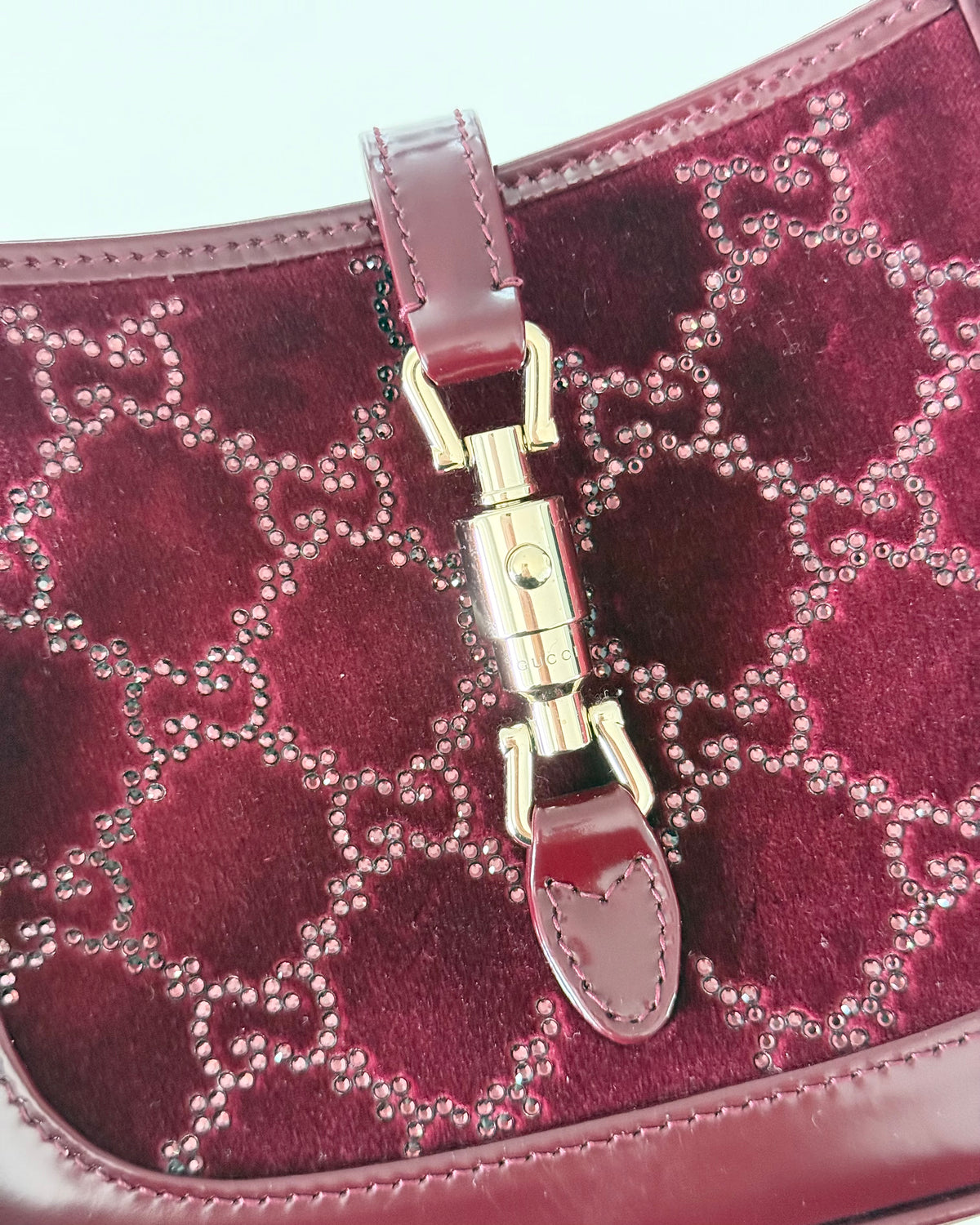 Gucci Burgundy Crystal and Velvet 1961 Mini Jackie