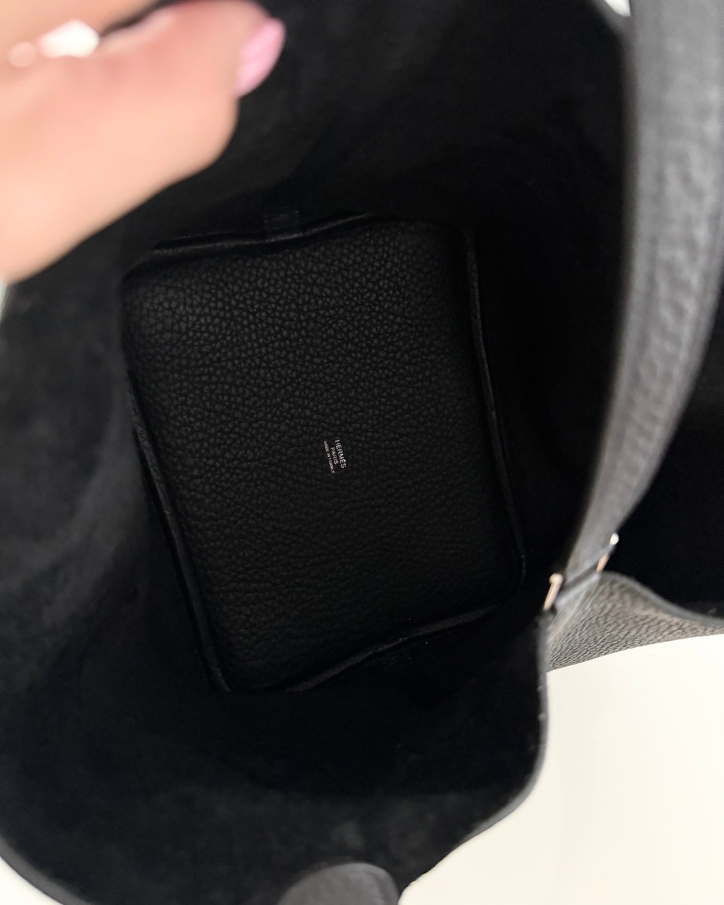 Hermes Black Clemence Picotin 22 with Palladium Hardware from 2020 (Y)
