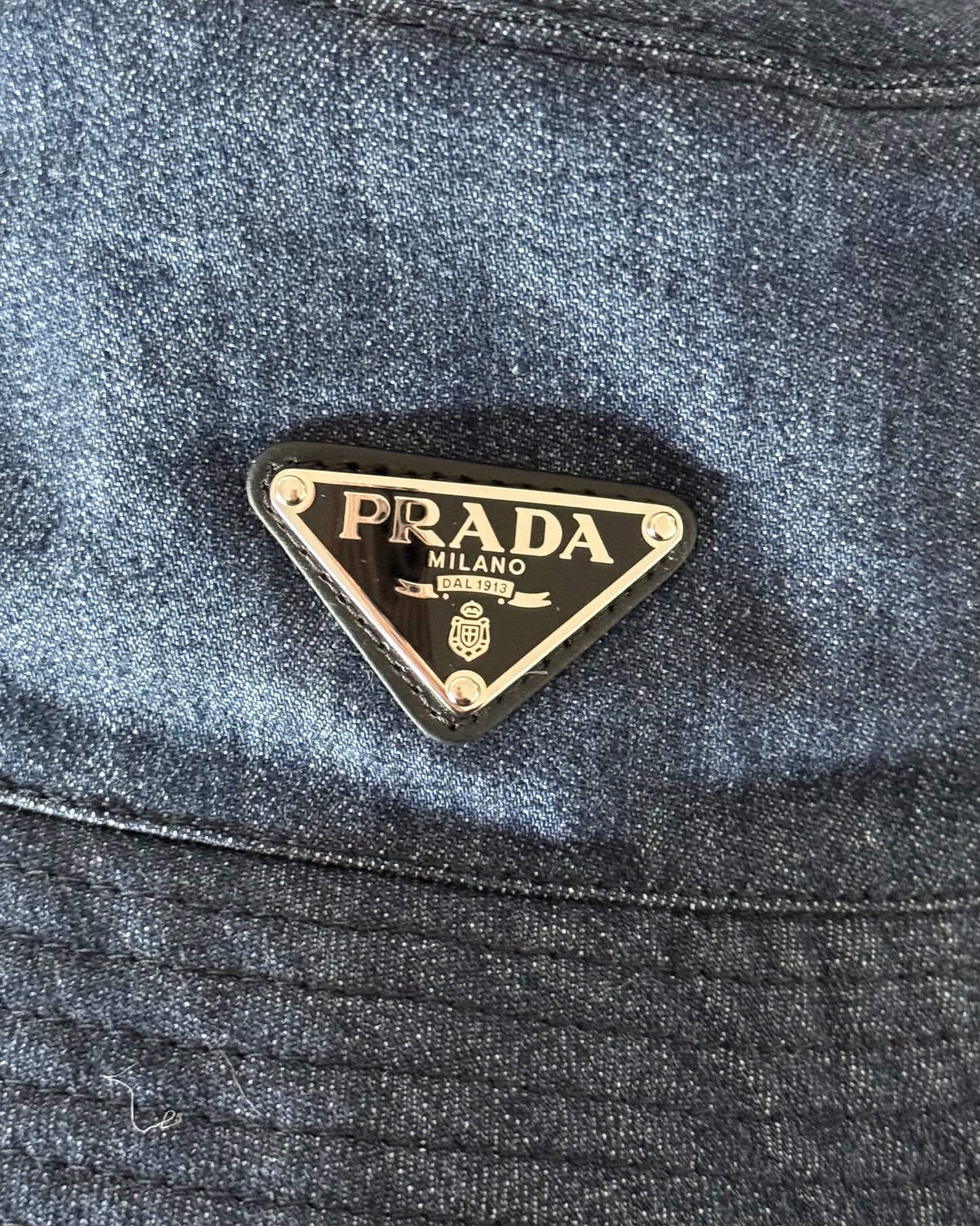 Prada Blue Denim Bucket Hat Size Medium