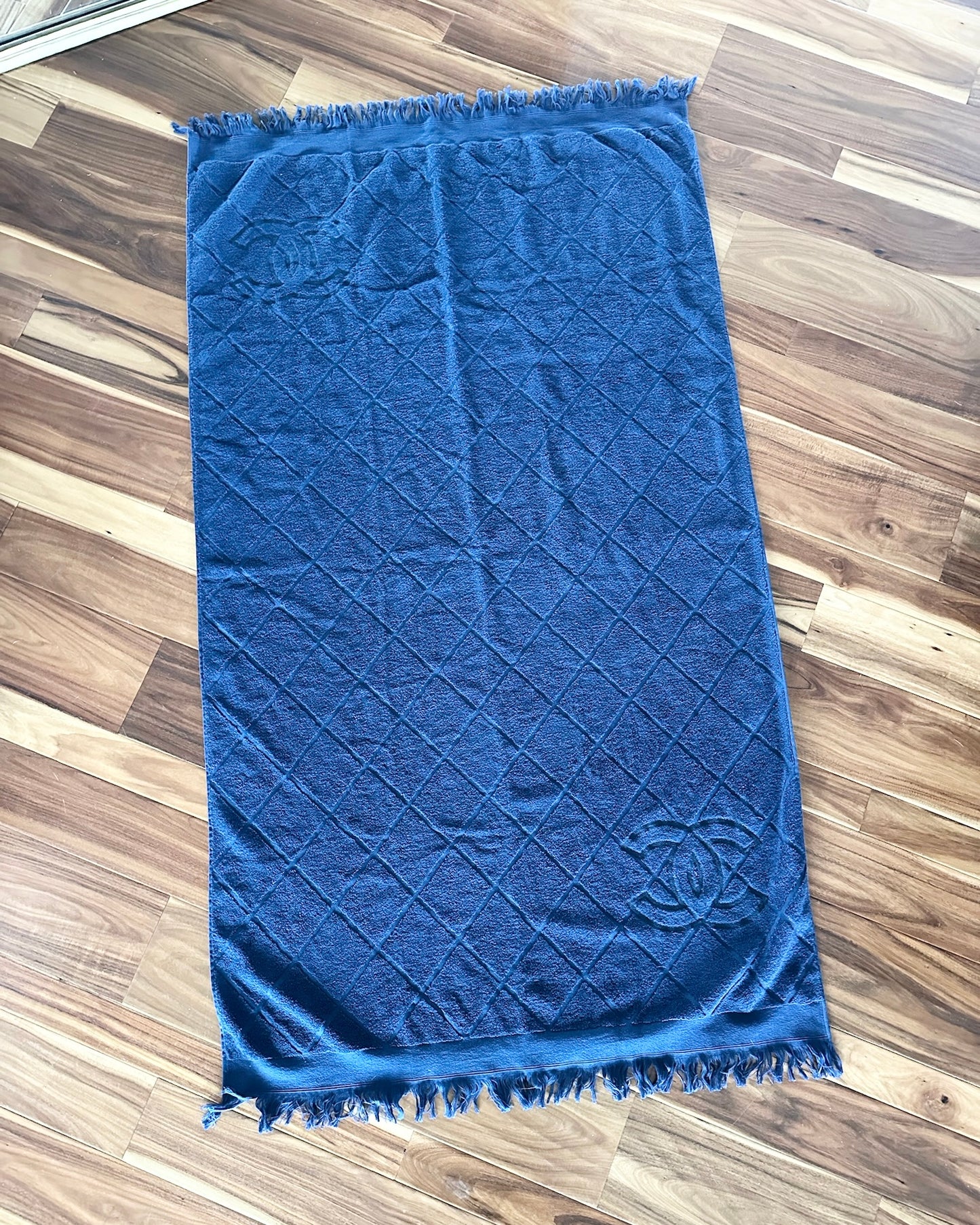Chanel Navy Terry Cloth Beach Bag/Towel/Pouch Set