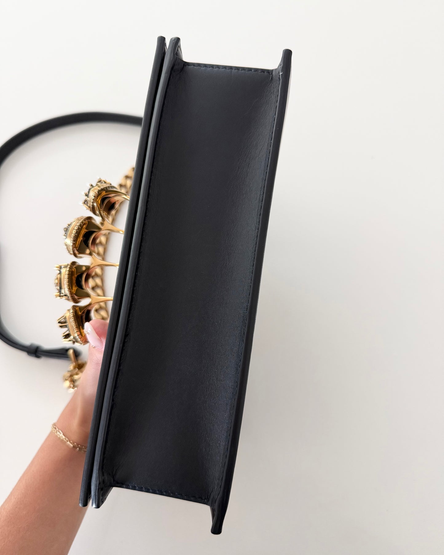 Alexander McQueen Black Jeweled Satchel Bag
