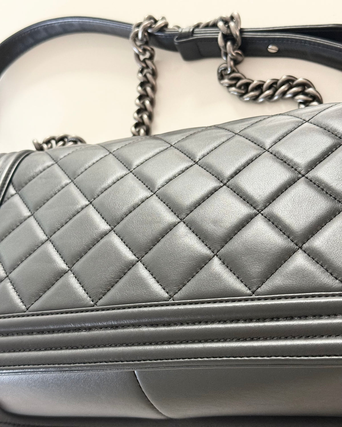 Chanel Black Large Boy Bag with Ruthenium Hardware 19 series from 2014