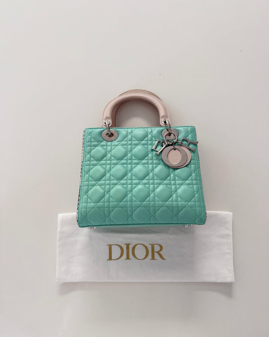 Christian Dior Turquoise and Spotted Python Medium Lady Dior