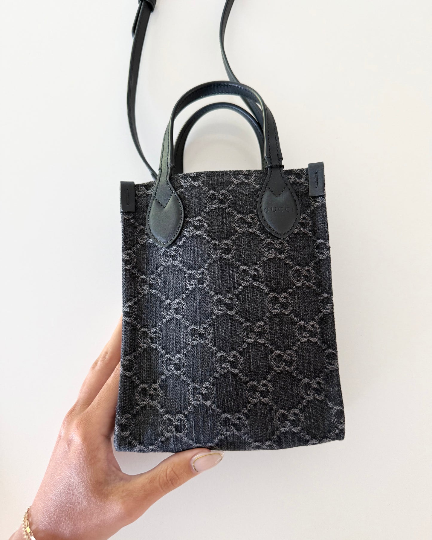 Gucci Black Denim and Leather Mini Tote