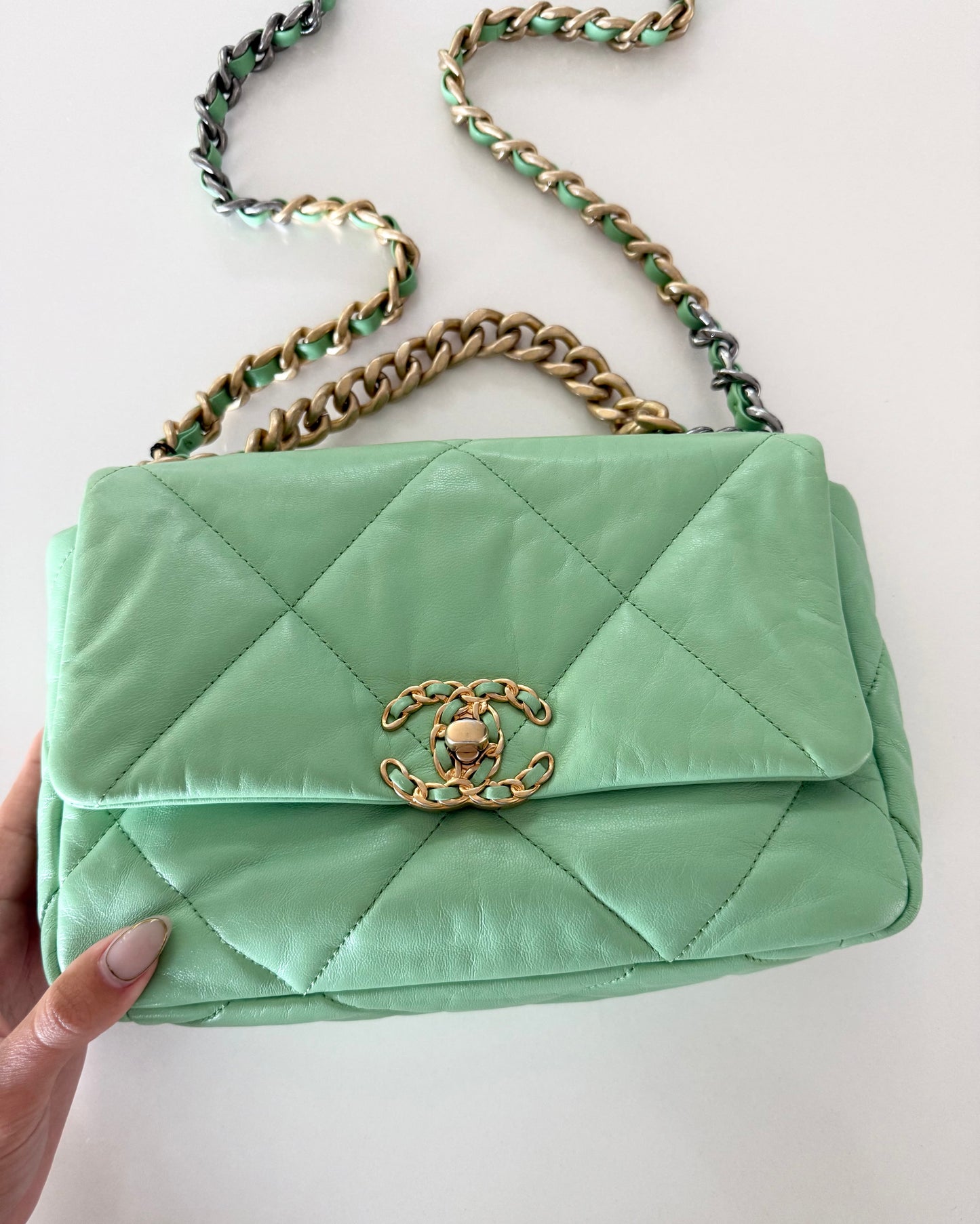 Chanel Mint Green Goatskin Small 19 Bag