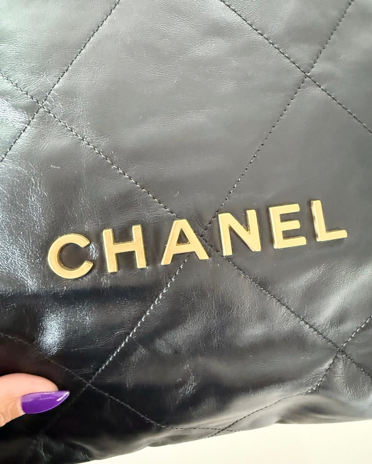 Chanel Black Leather 22 Backpack