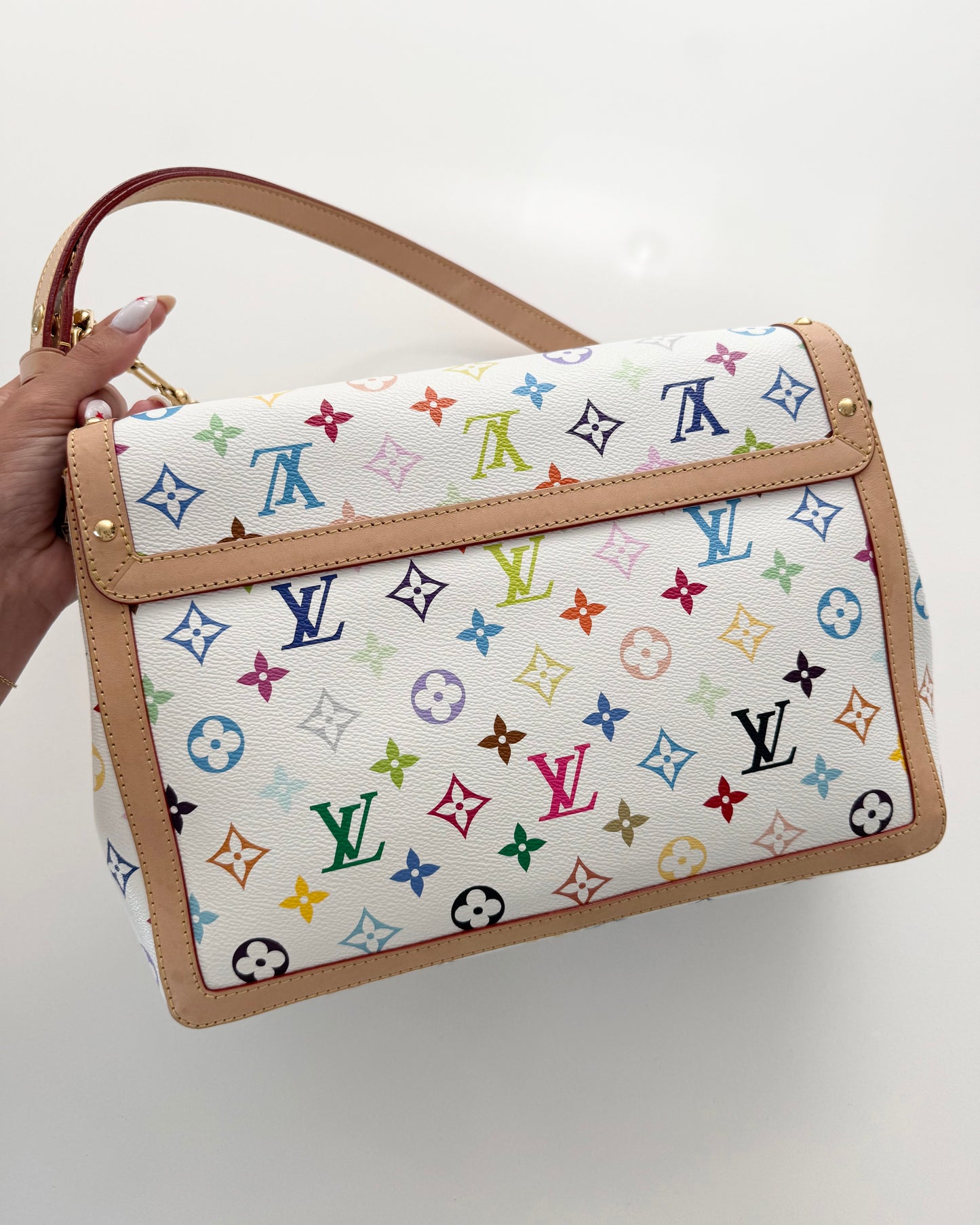 Louis Vuitton x TM White and Multicolor Monogram Dauphine GM Bag