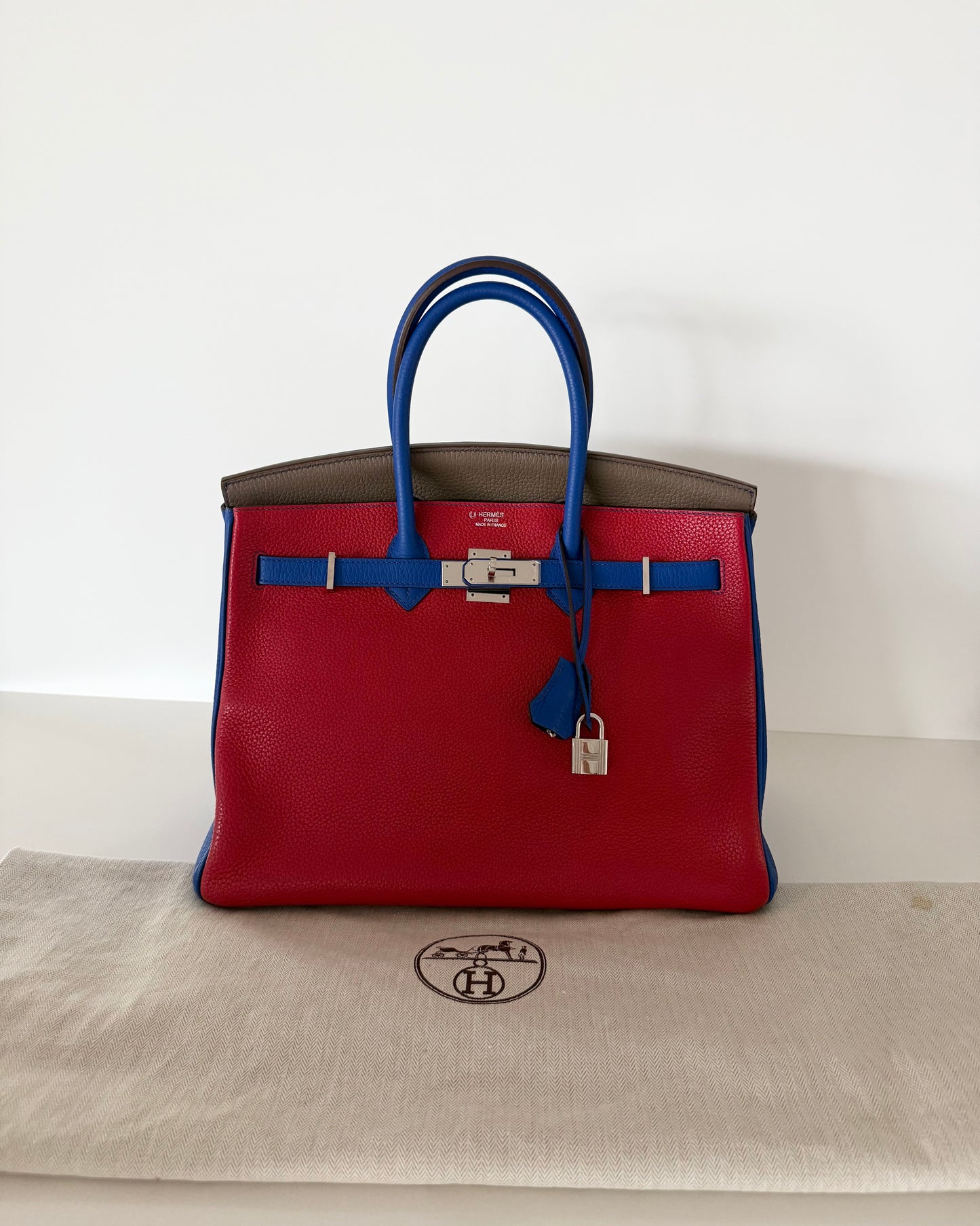 Hermes Special Order Tri-Color Togo Leather Birkin 35 with Palladium Hardware from 2012