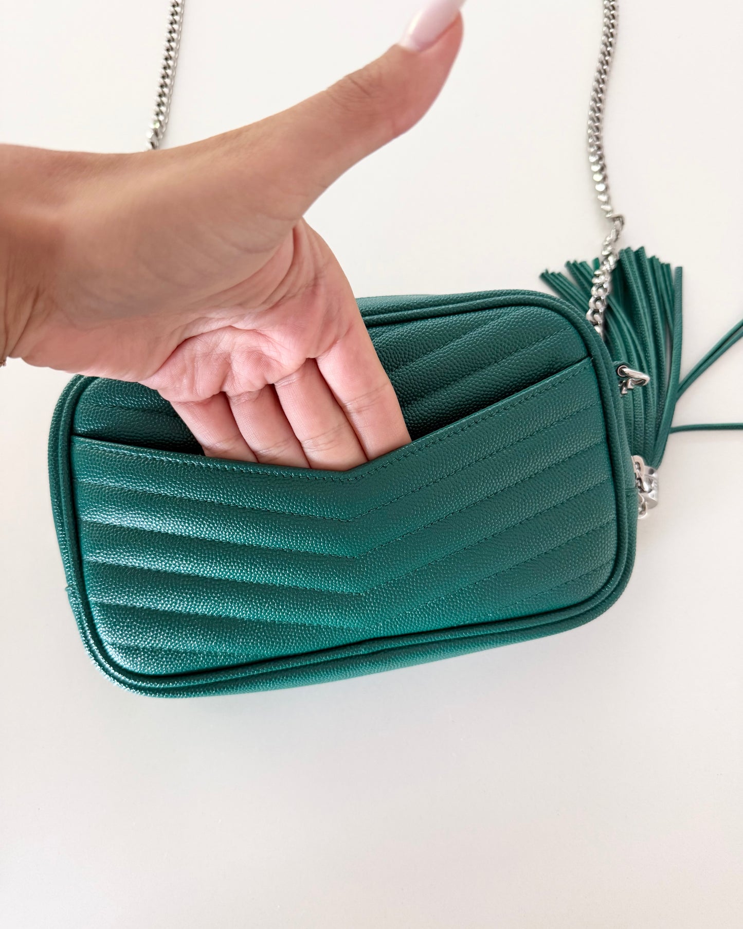Saint Laurent Green Lou Mini Shoulder Bag