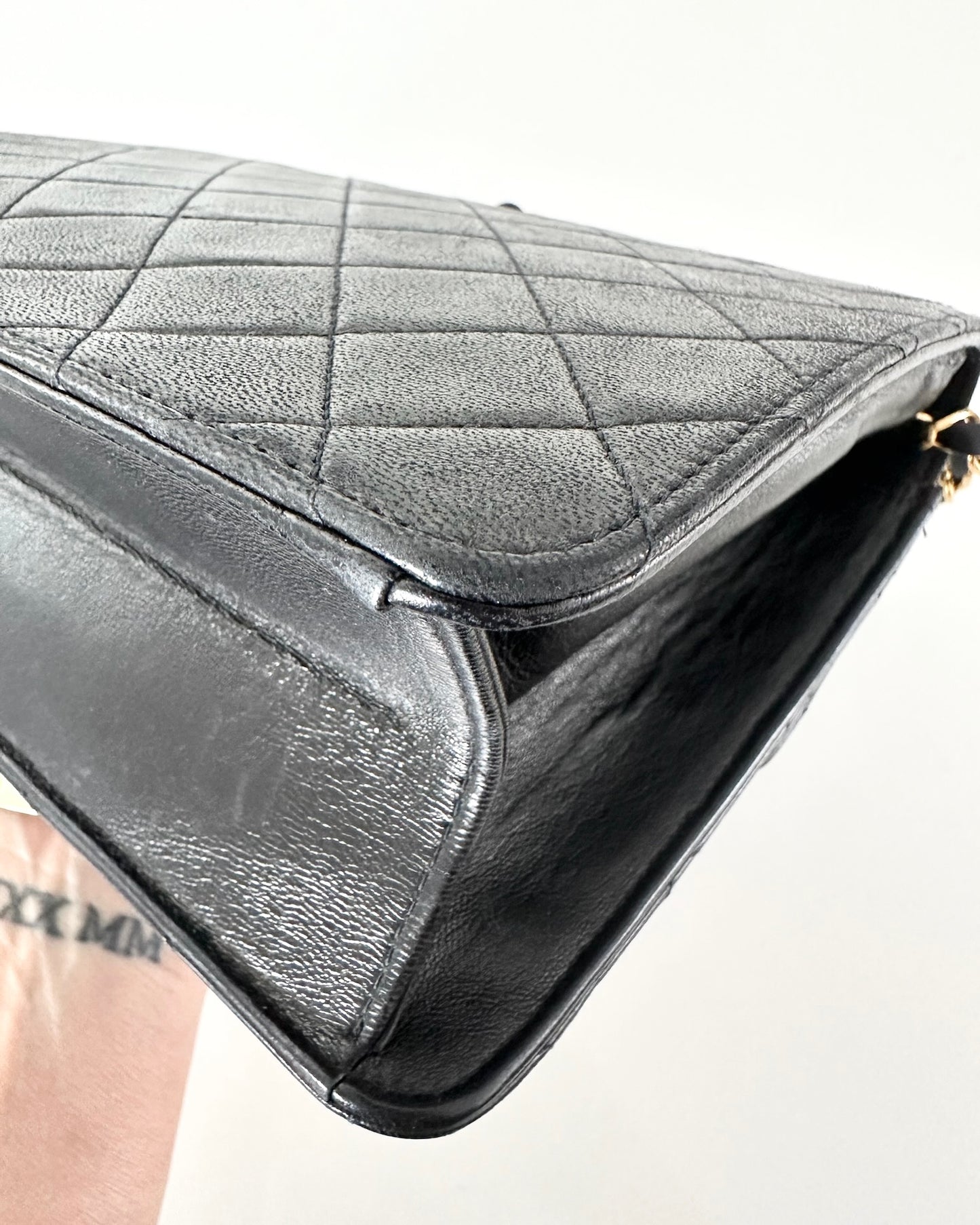 Chanel Vintage Black Lambskin Square Single Flap