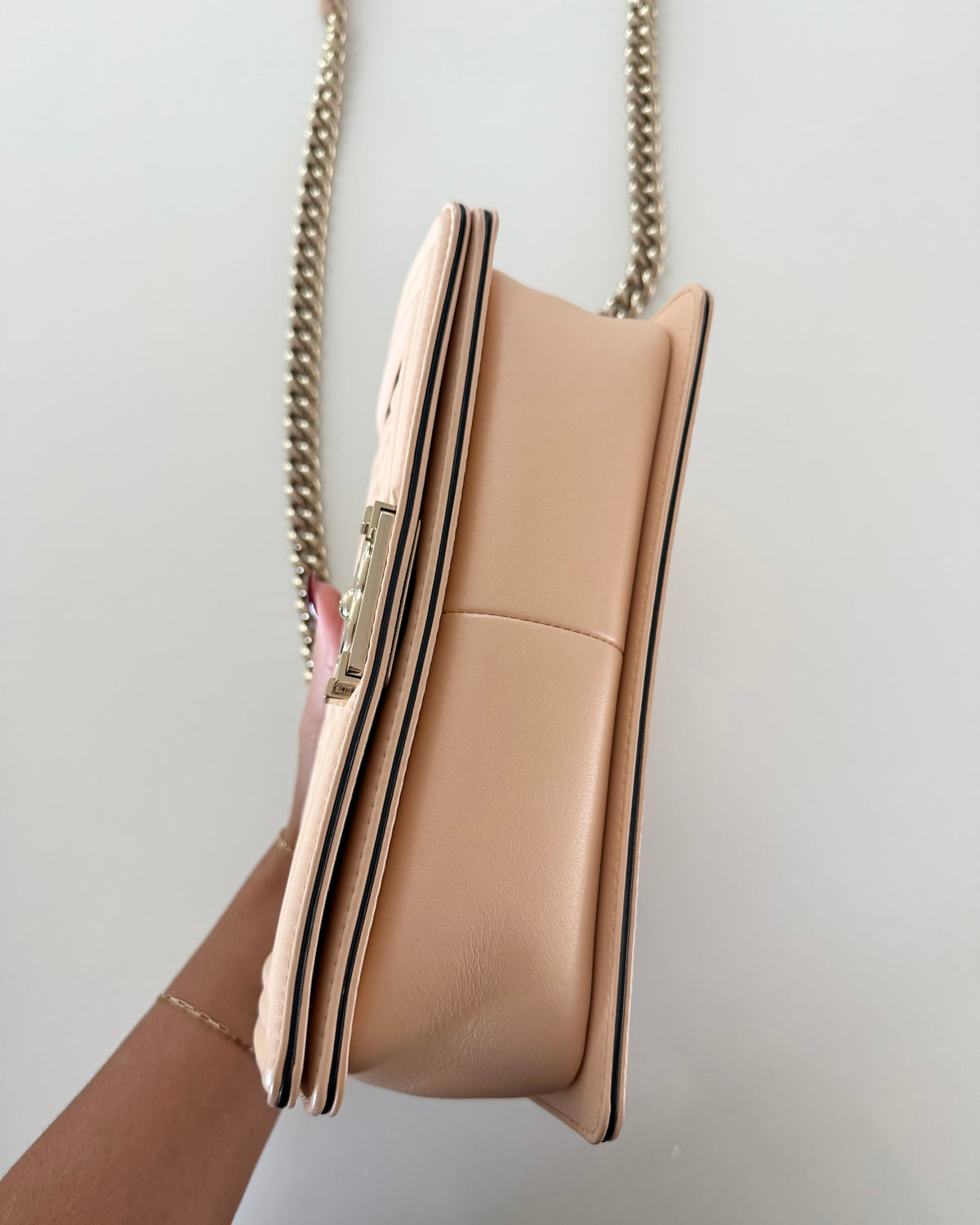 Chanel Rare Blush Leather Top Handle Medium Boy Bag 27 series from 2019