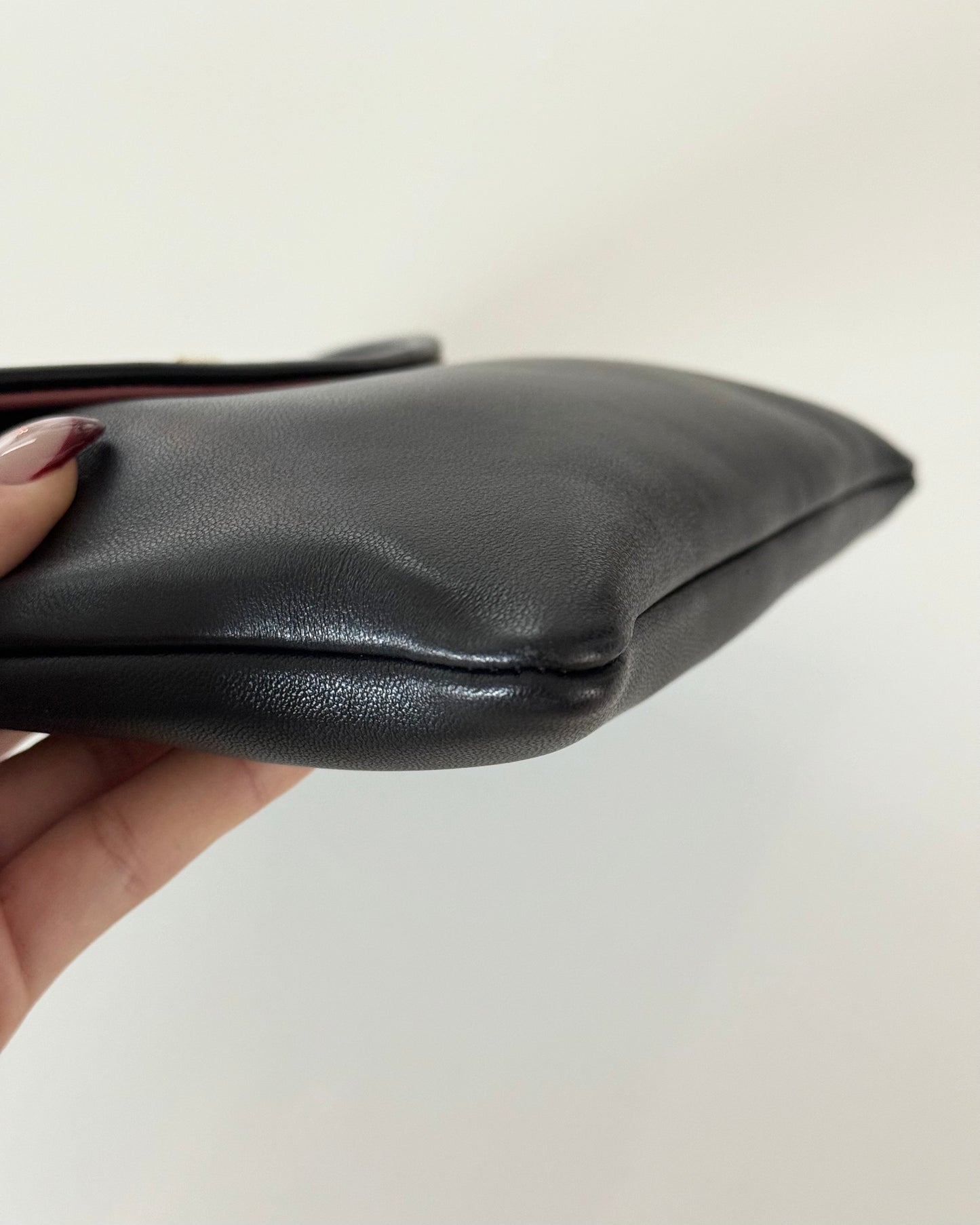 Valentino Black Turnlock Logo Clutch