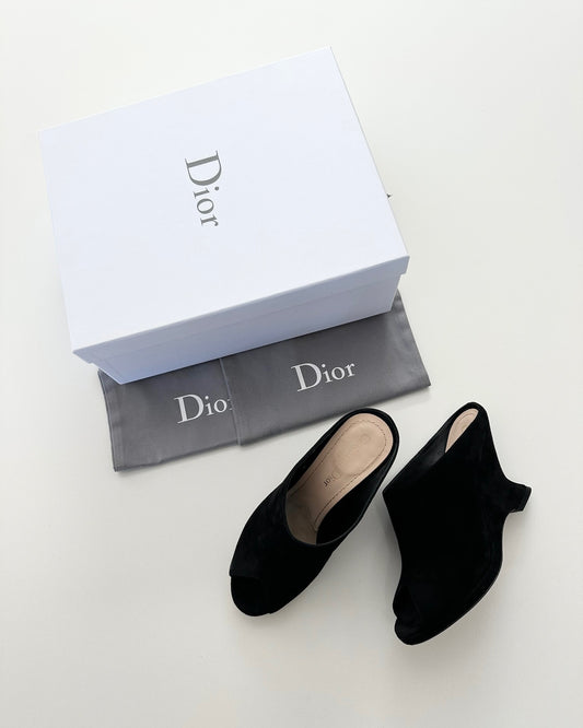 Christian Dior Black Suede Absolu Mules Size 37