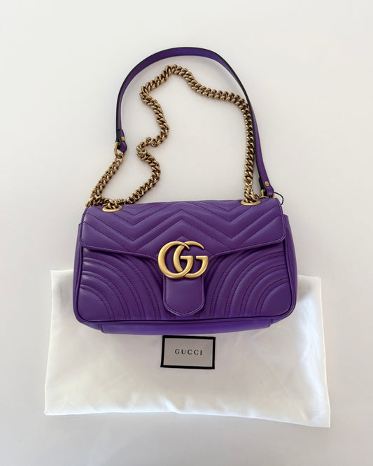 Gucci Limited Edition Purple Leather Medium Marmont Matelasse Bag