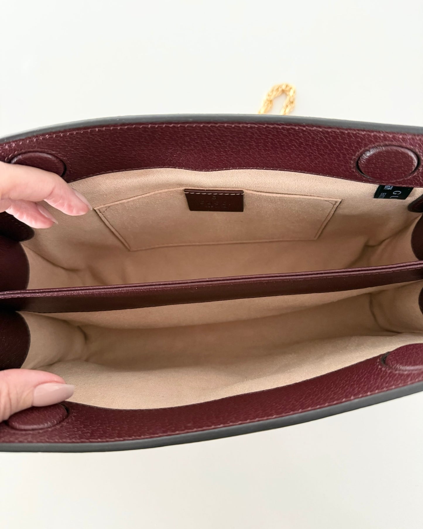 Gucci Burgundy Leather Ophidia Small Shoulder Bag