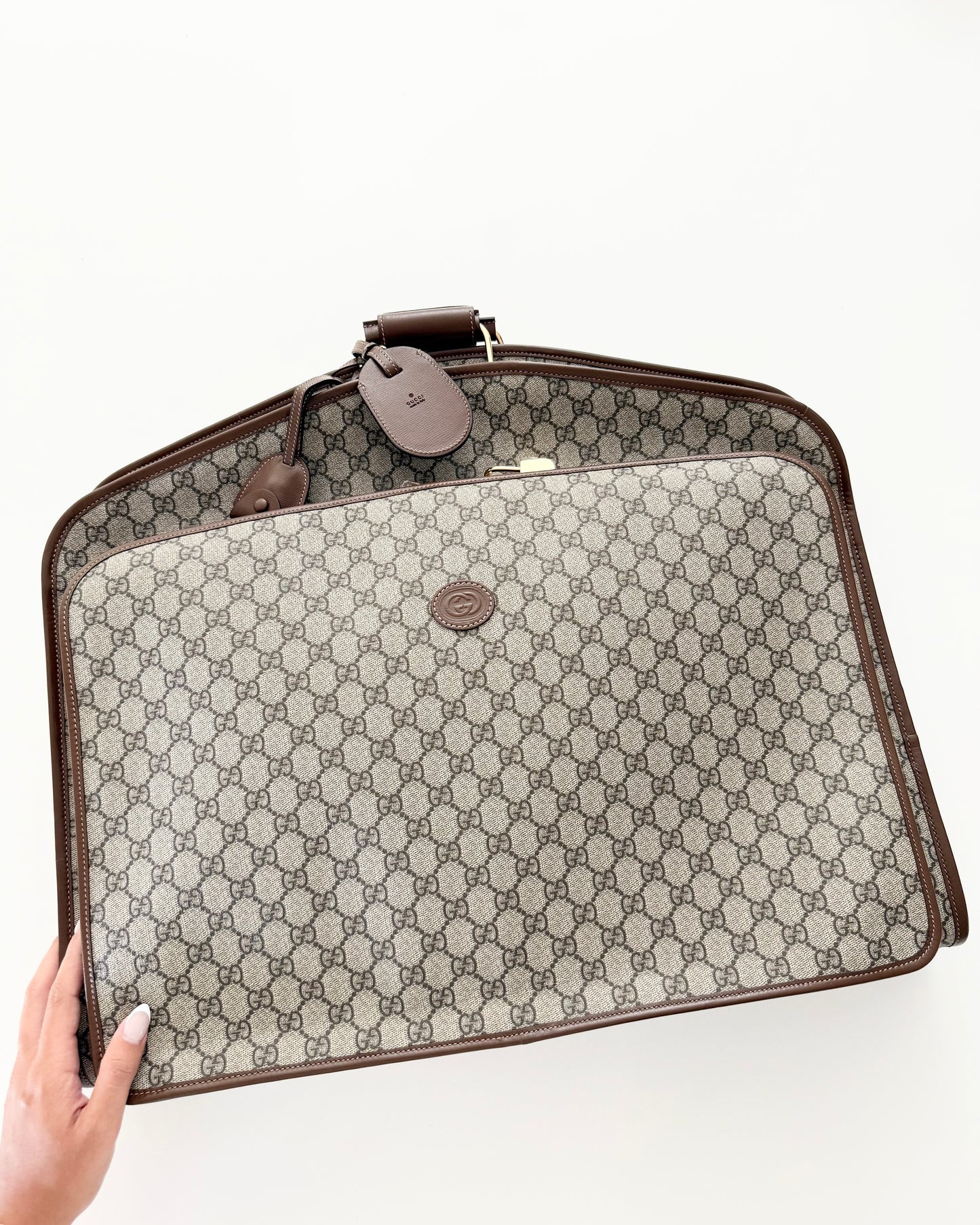 Gucci Beige/Brown Supreme Coated Canvas and Leather Garment Bag