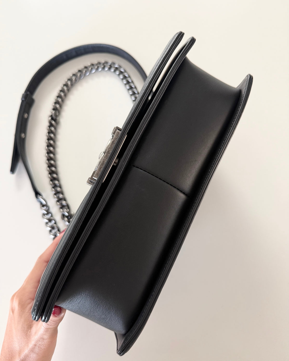 Chanel Black Large Boy Bag with Ruthenium Hardware 19 series from 2014