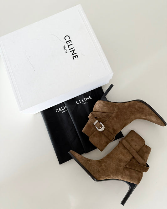 Celine Verneuil Jodphur in Suede Camel Boots Size 41