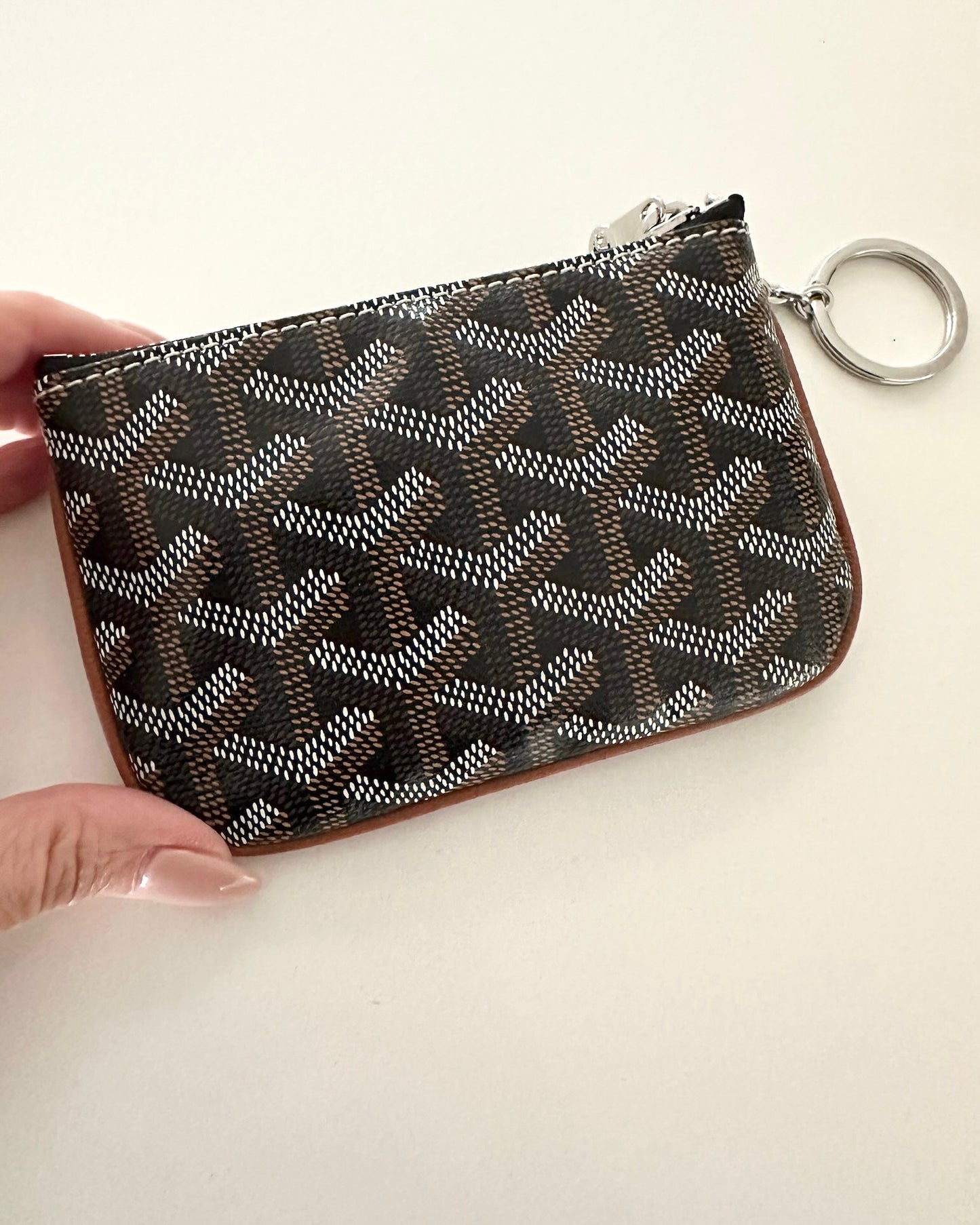 Goyard Black Chevron Print Coated Canvas Senate Nano Zip Pouch
