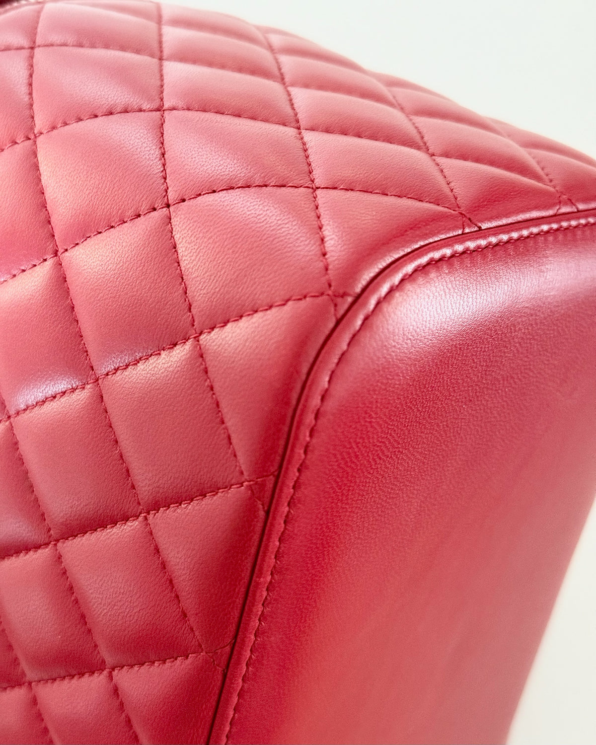 Chanel Red Lambskin Vanity Top Handle