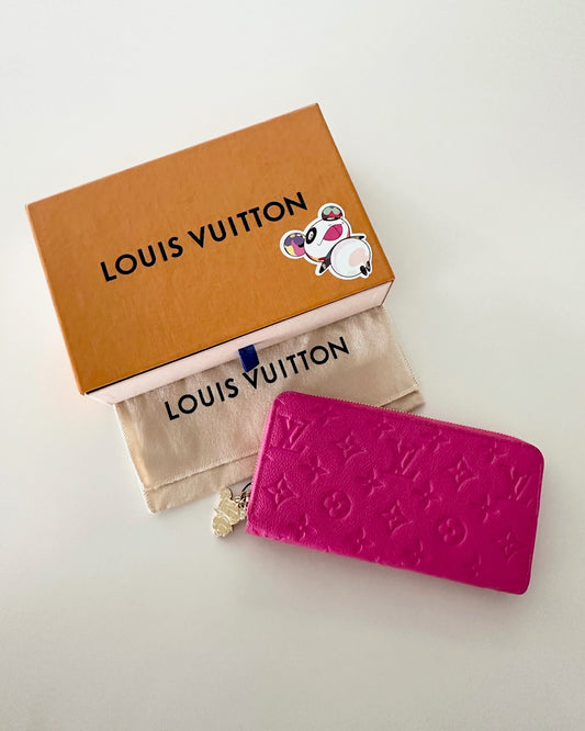 Louis Vuitton x Murakami Kawaii Pink Monogram Empreinte Leather LV x TM Zippy Wallet