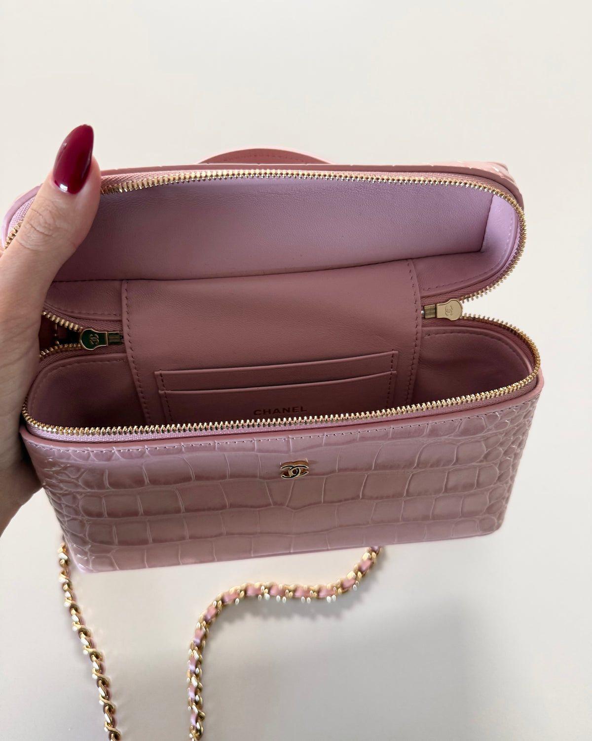 Chanel Pink Croc Embossed Slim Vanity from 2026